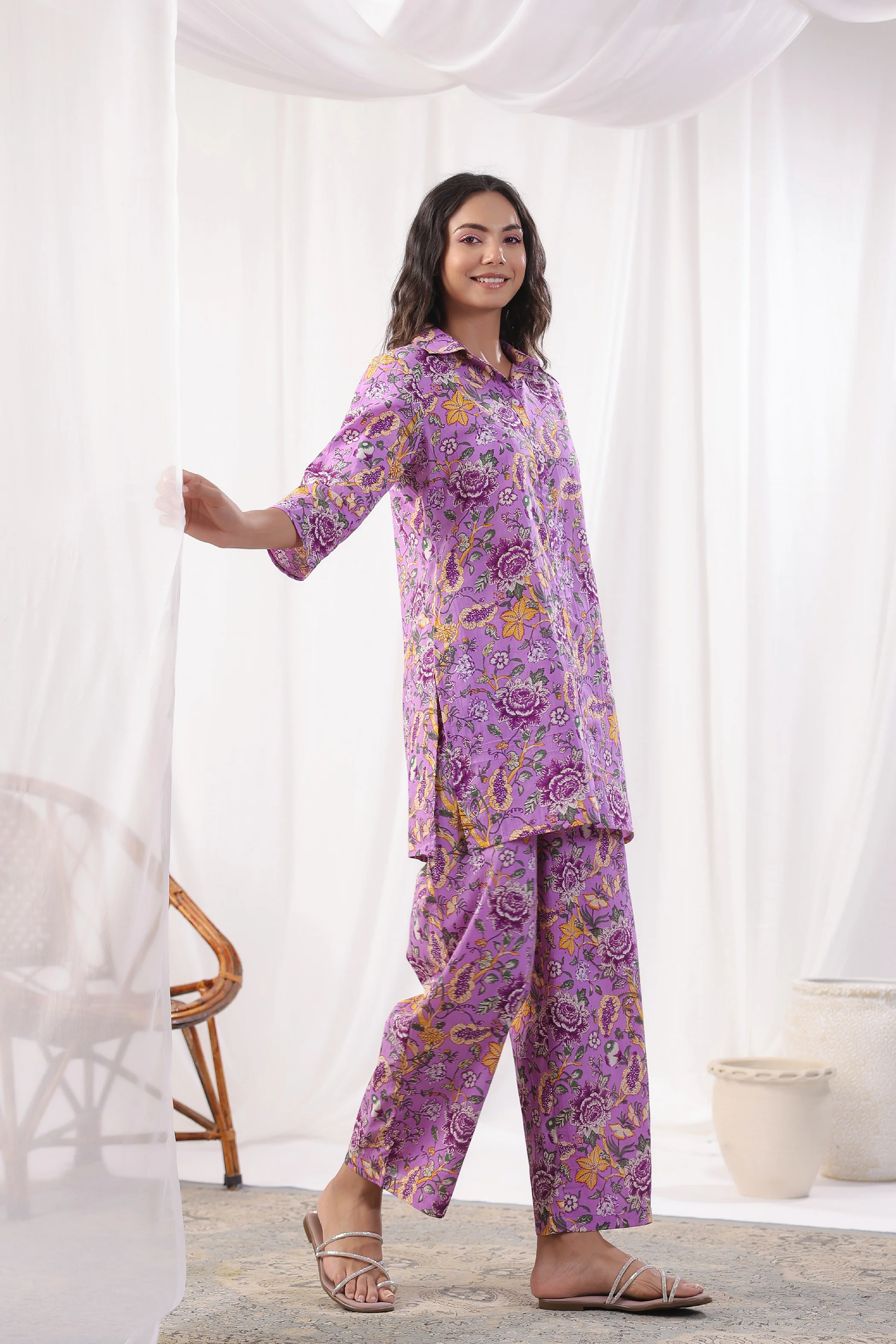 Freya Purple Cotton Co-ord Set - Image 7