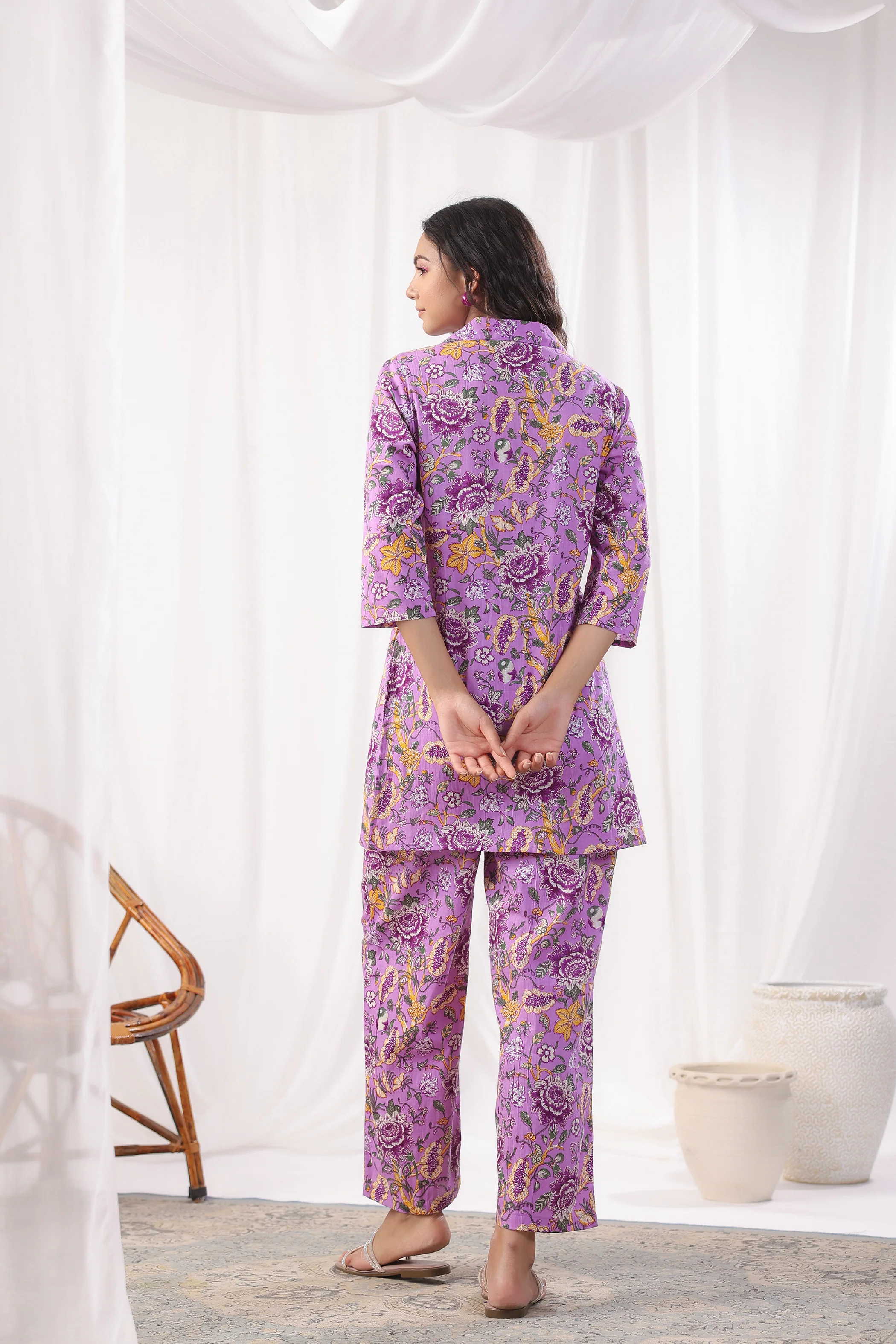 Freya Purple Cotton Co-ord Set - Image 8