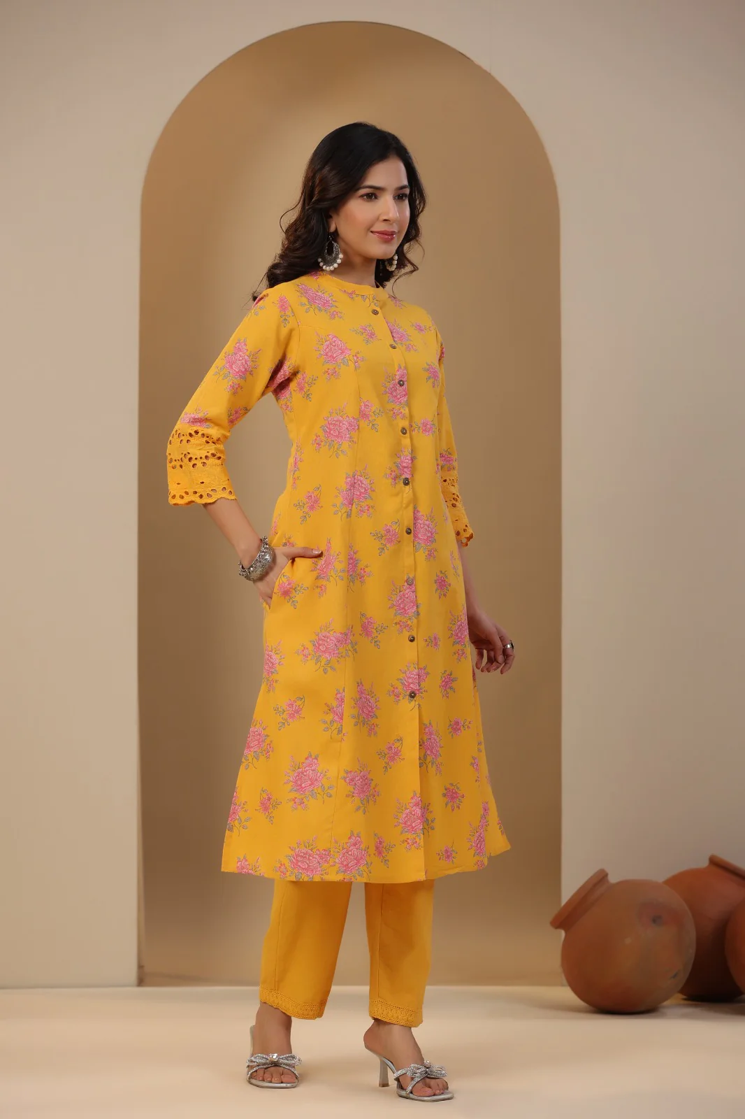 Rachna Sunshine Printed CottonKurta Pant Set - Image 4
