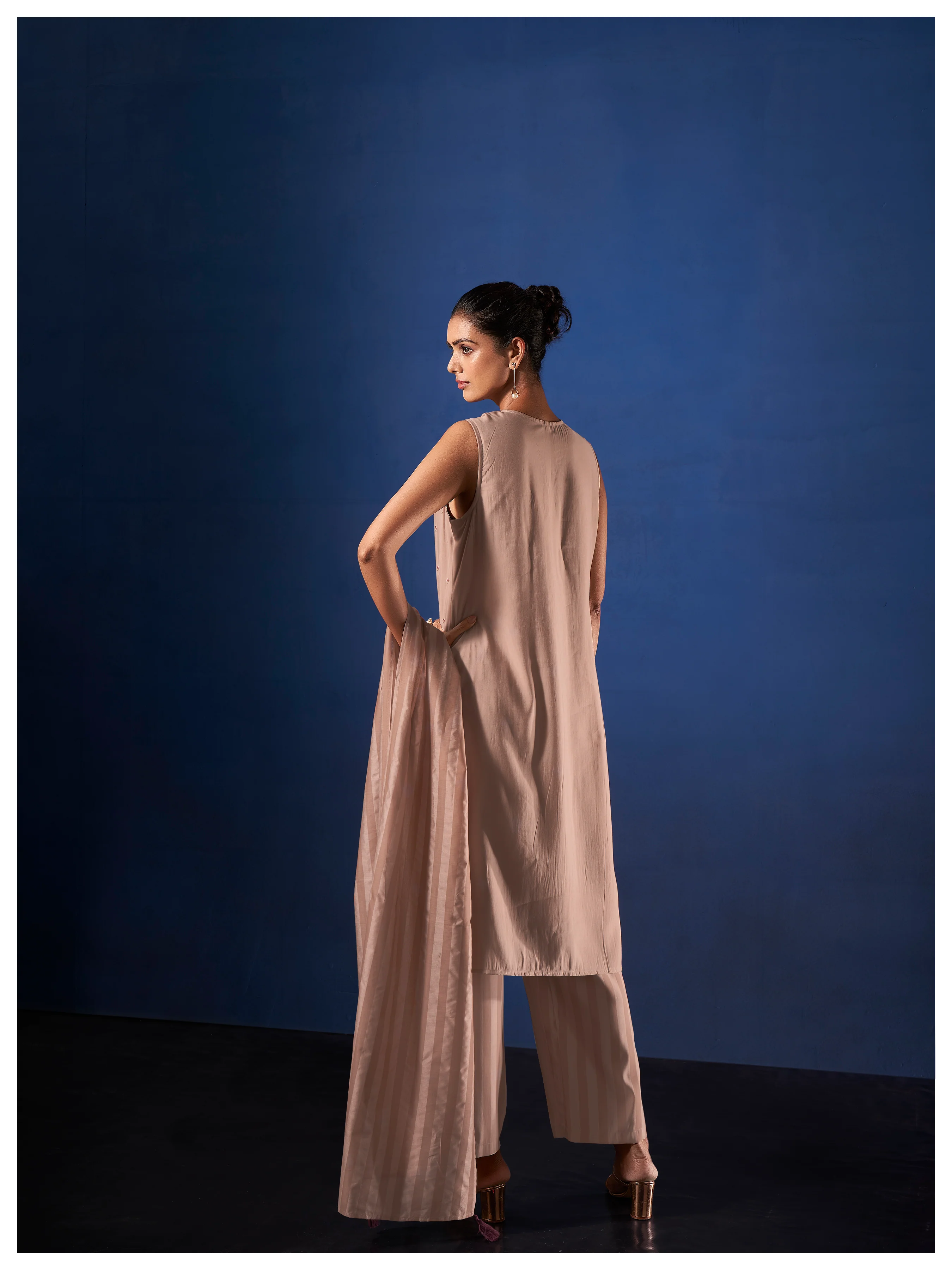 Alena Tan Work Co-ord Set comes with Stole - Image 11
