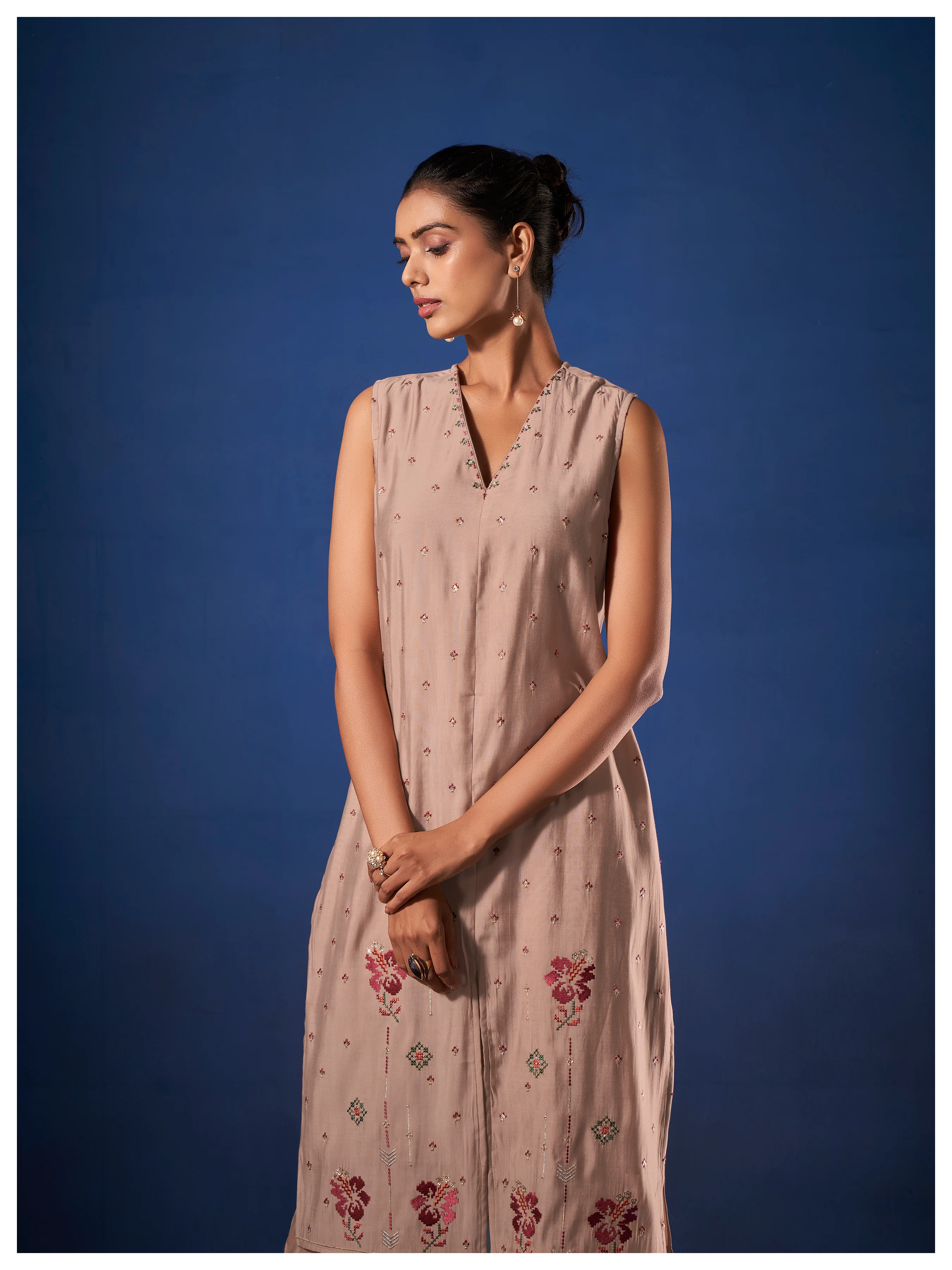 Alena Tan Work Co-ord Set comes with Stole - Image 12