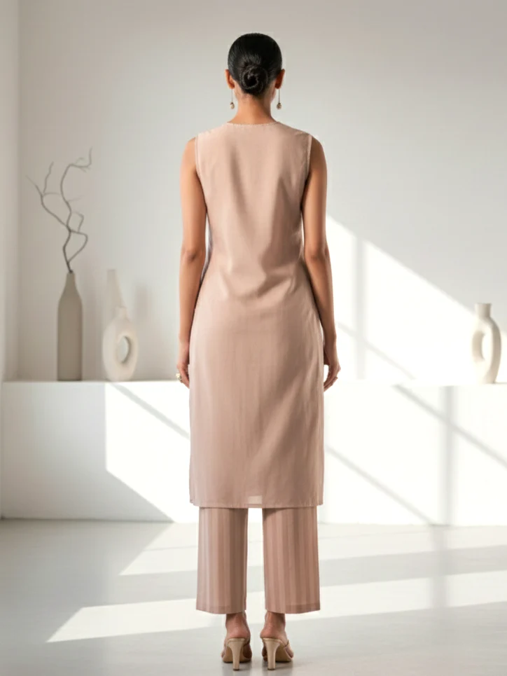 Alena Tan Work Co-ord Set comes with Stole - Image 6