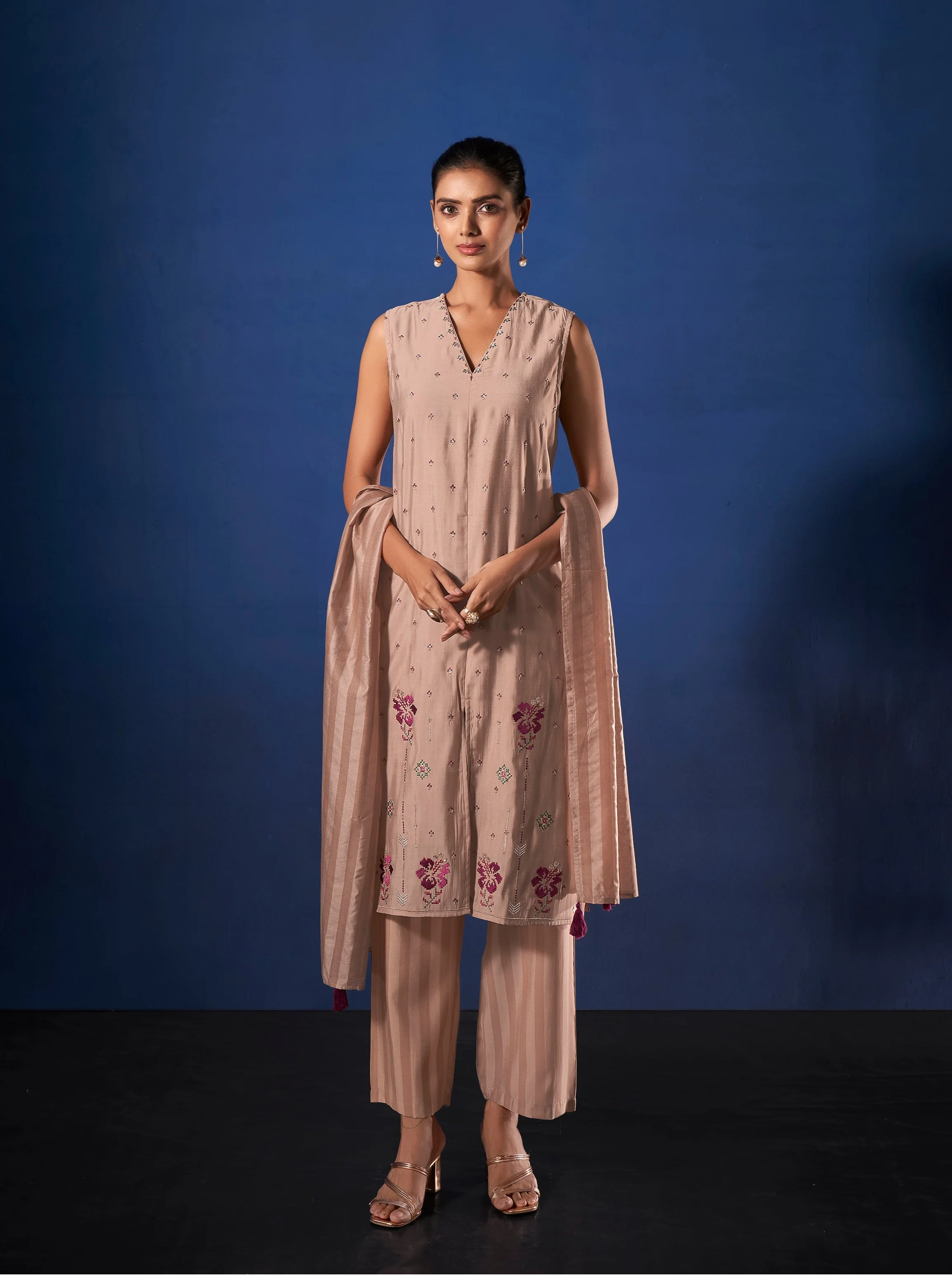 Alena Tan Work Co-ord Set comes with Stole - Image 7