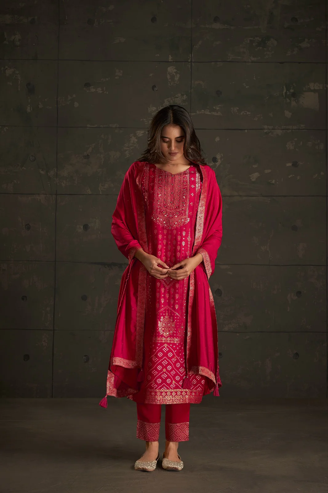 Shabri Crimson Work Suit Set - Image 3