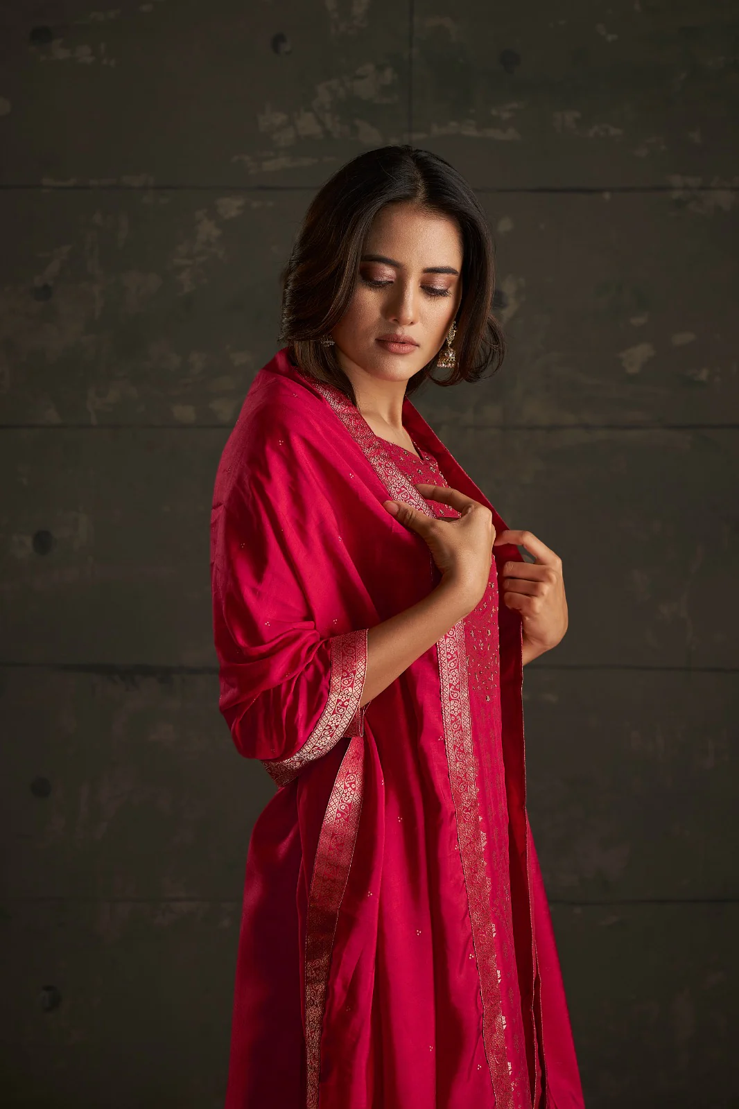 Shabri Crimson Work Suit Set - Image 4