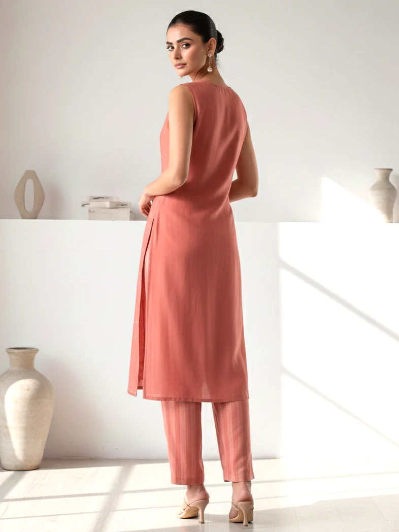 Alena Rust Work Co-ord Set comes with Stole - Image 4