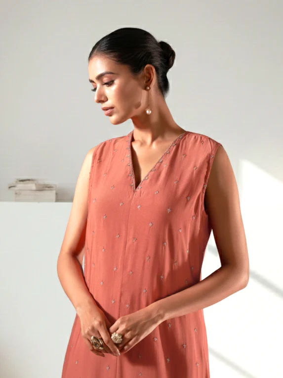 Alena Rust Work Co-ord Set comes with Stole - Image 5