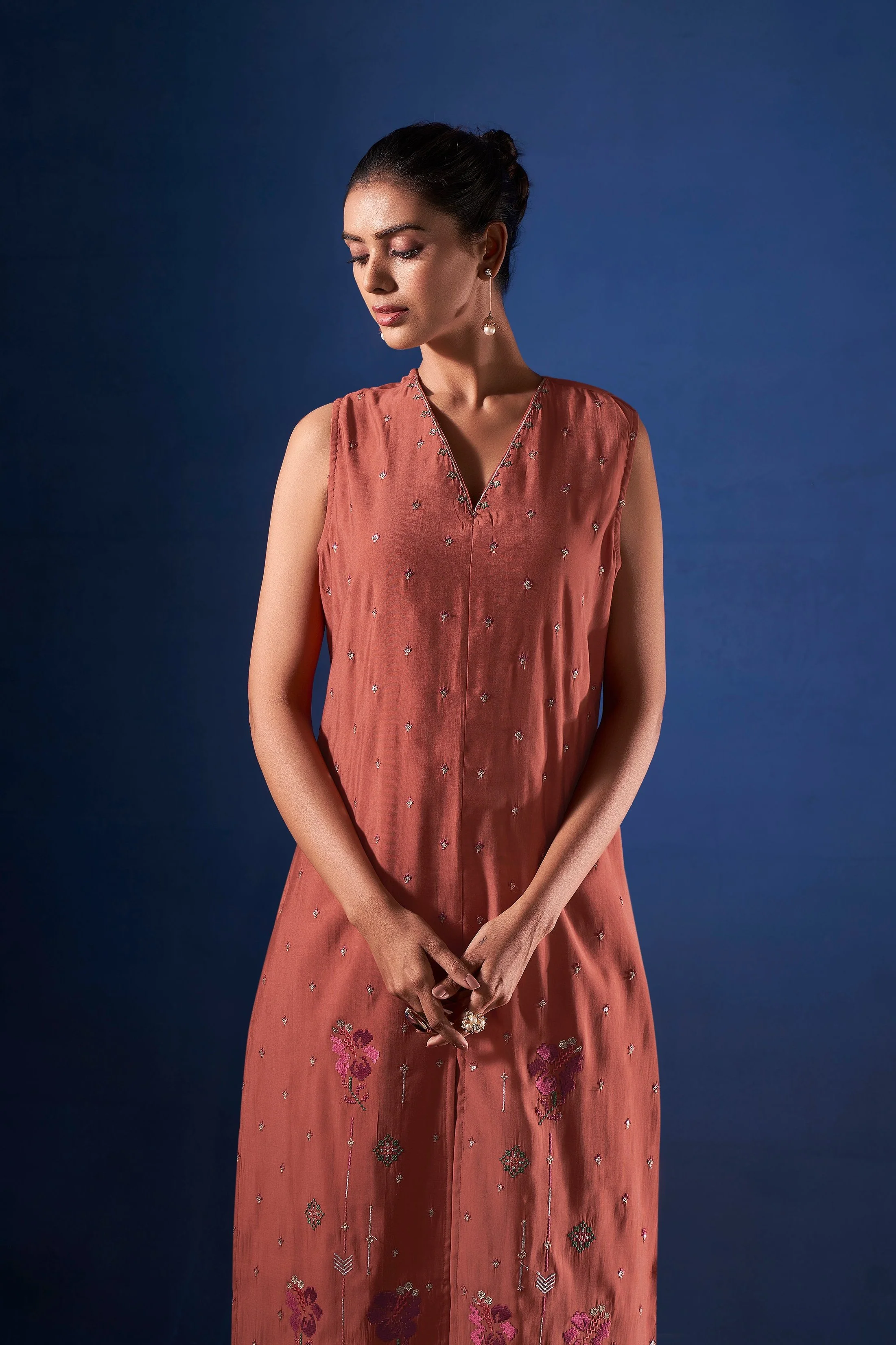 Alena Rust Work Co-ord Set comes with Stole - Image 8