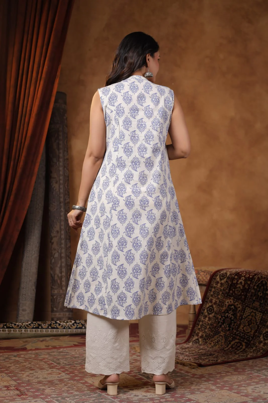 RAMBHA INDIGO COTTON KURTA PANT SET - Image 3