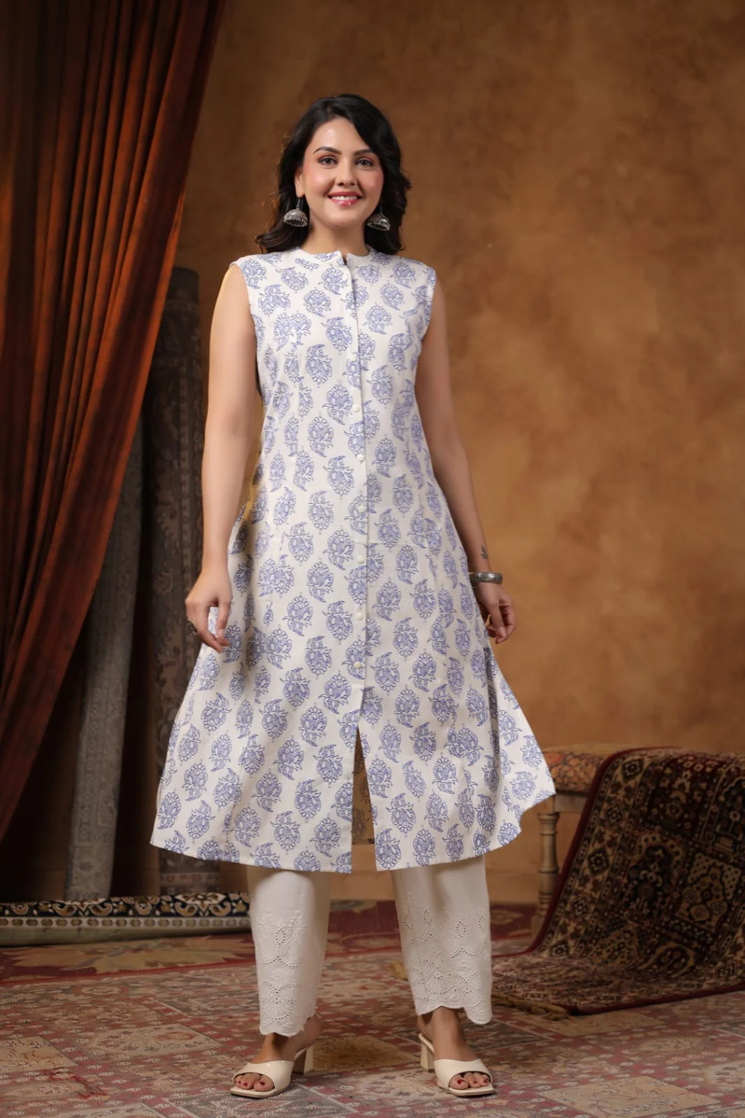 RAMBHA INDIGO COTTON KURTA PANT SET - Image 4