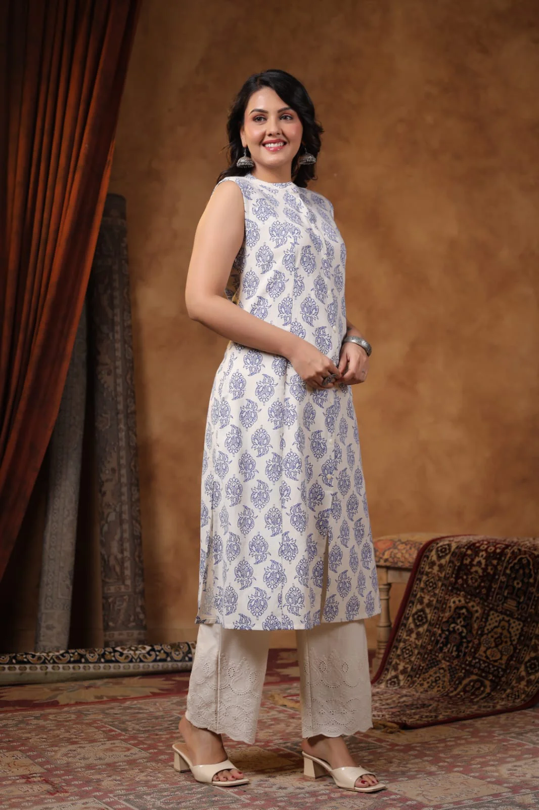 RAMBHA INDIGO COTTON KURTA PANT SET - Image 6