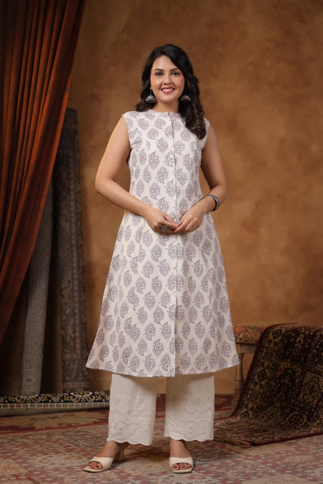 RAMBHA ORCHID COTTON KURTA PANT SET - Image 4