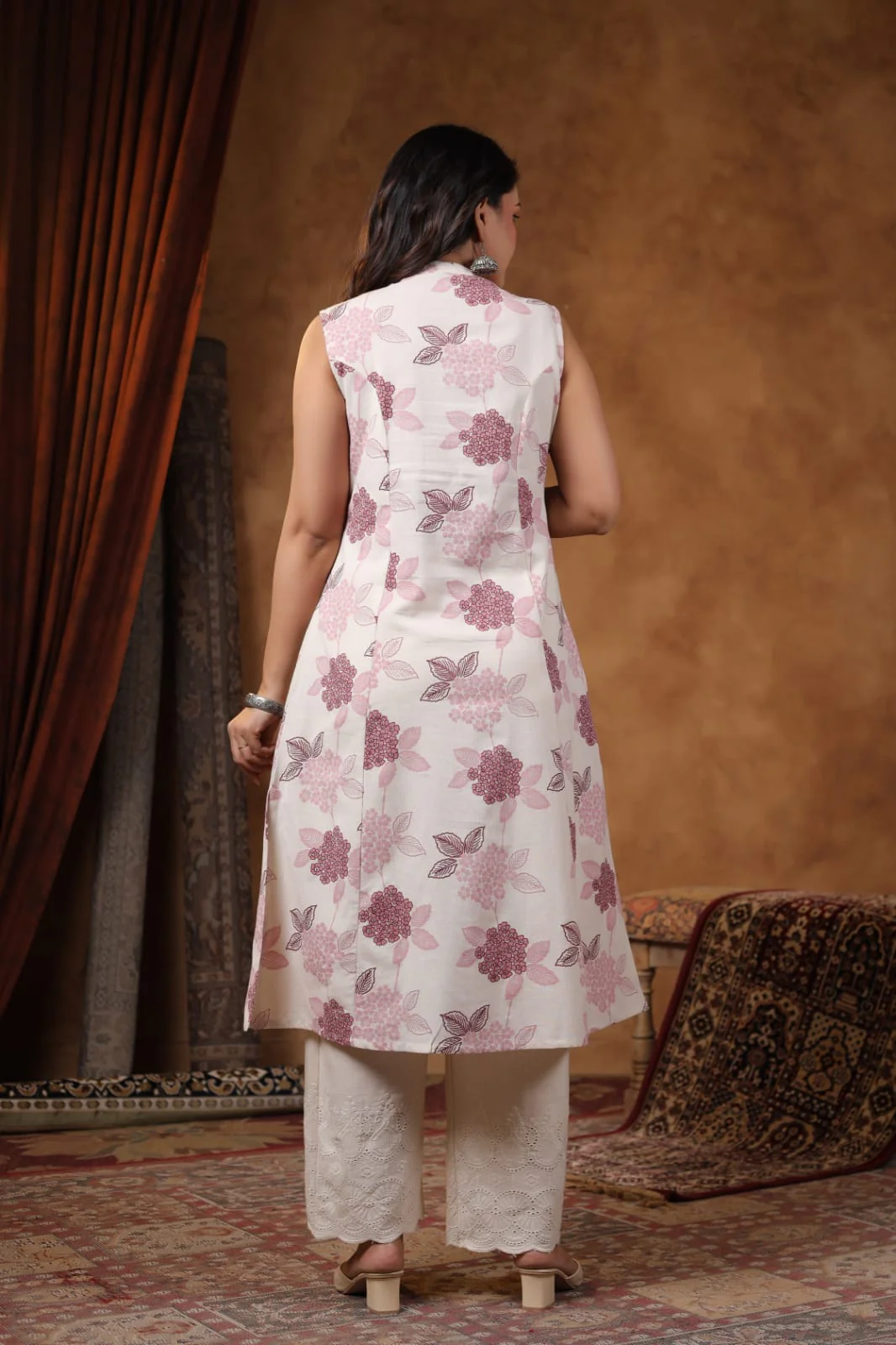 RAMBHA PURPLE COTTON KURTA PANT SET - Image 3