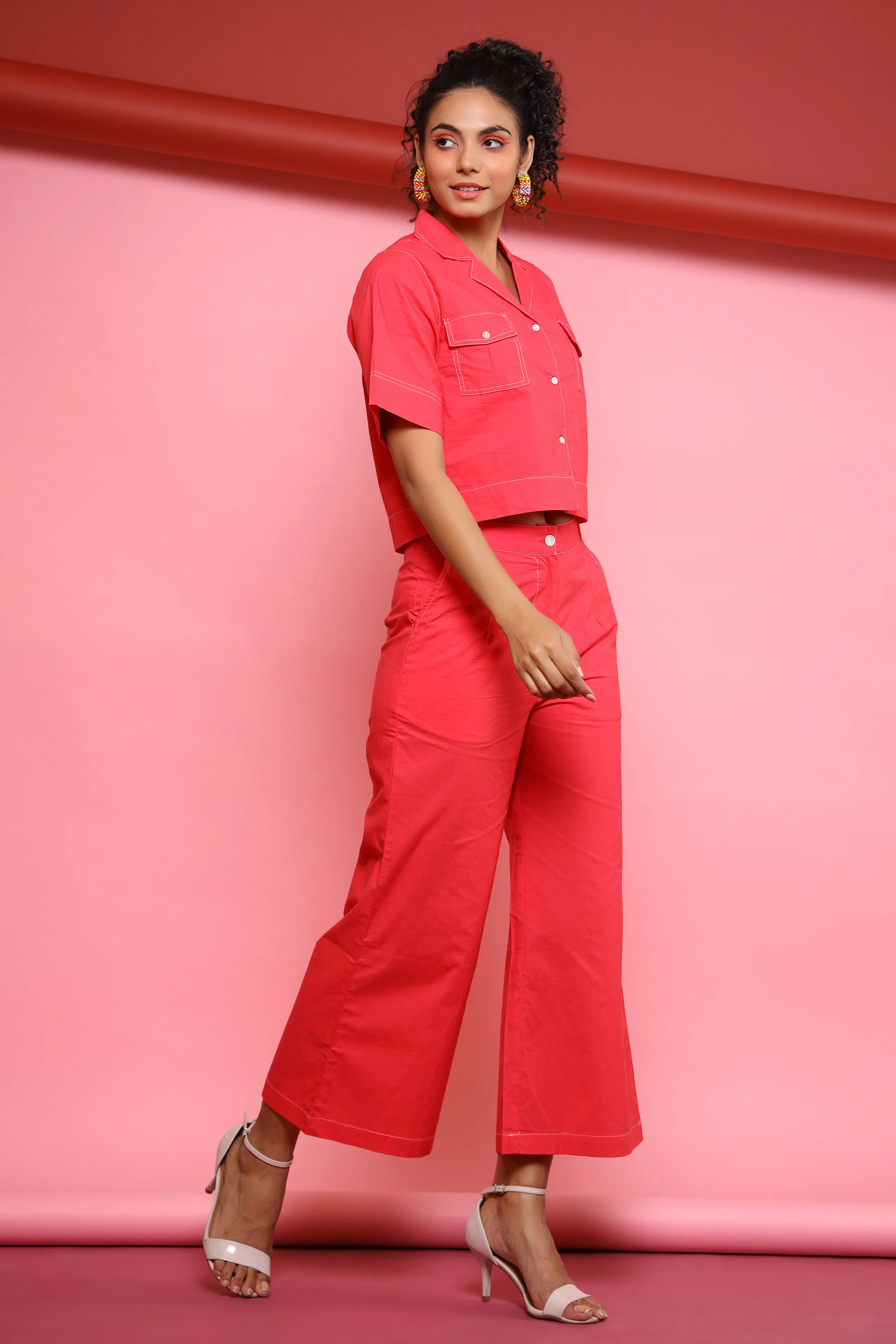 Lovely Red Cotton Co-ord Set - Image 3