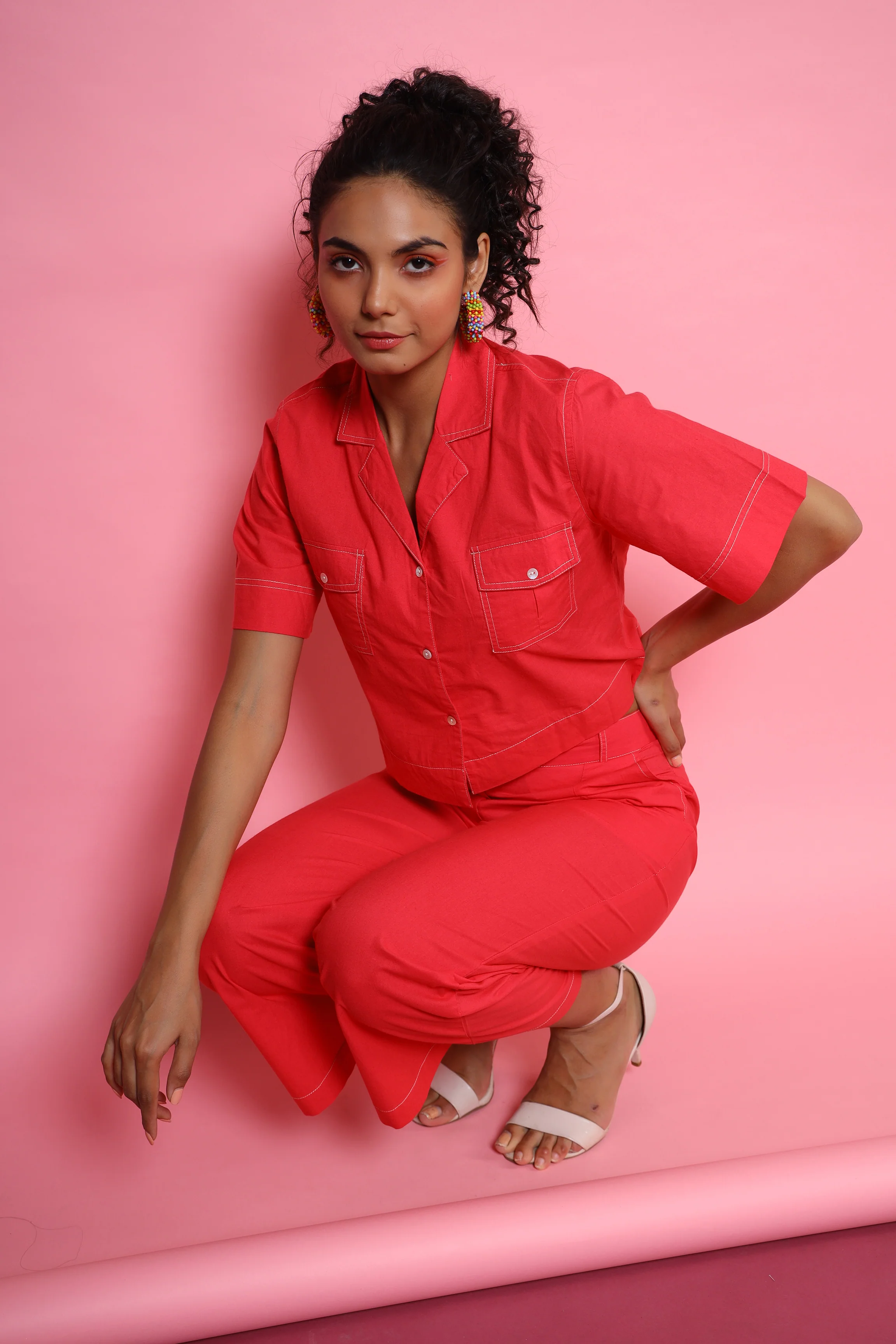 Lovely Red Cotton Co-ord Set - Image 7