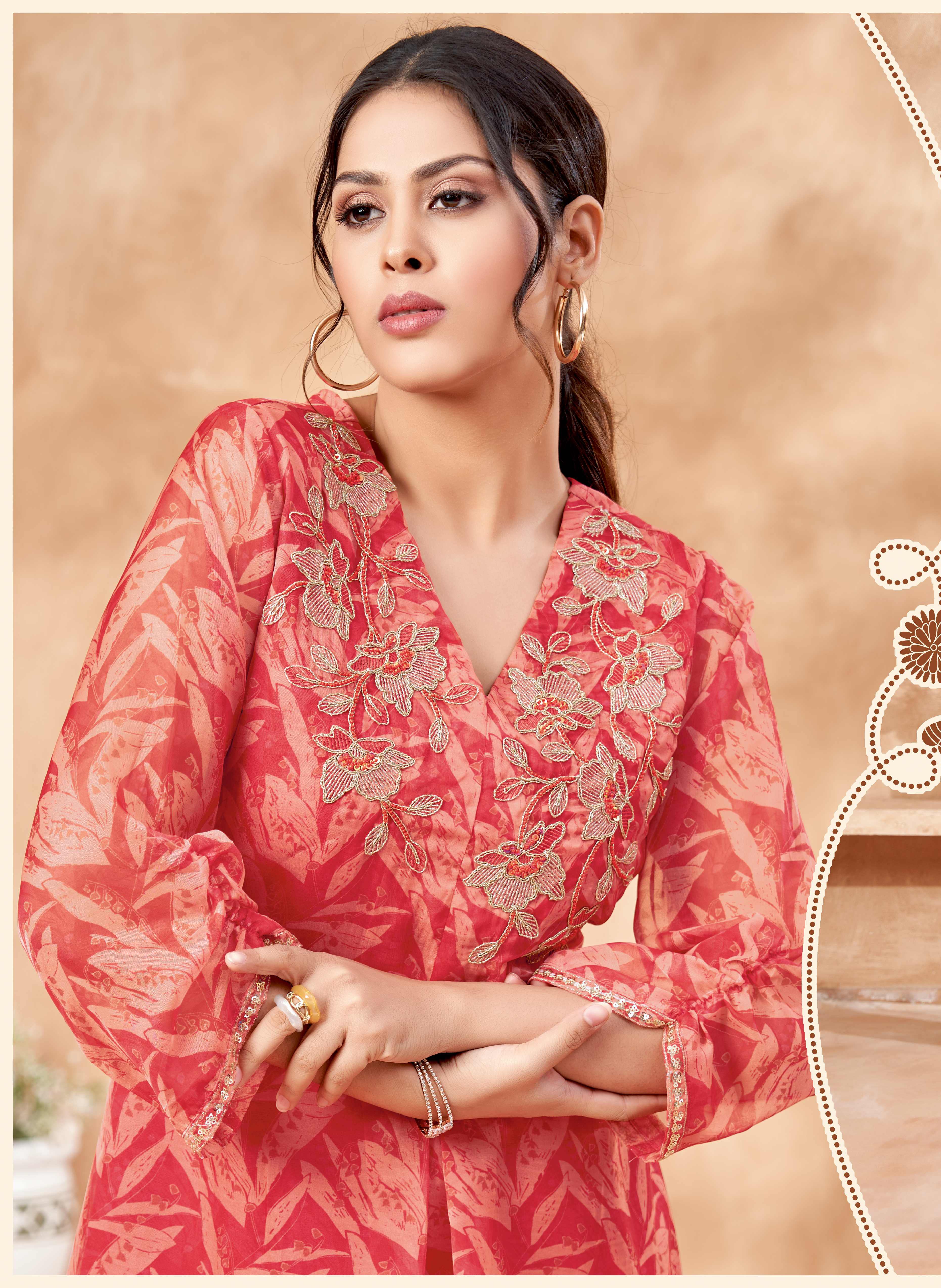 Normichi Red Work Printed Co-ord Set - Image 2