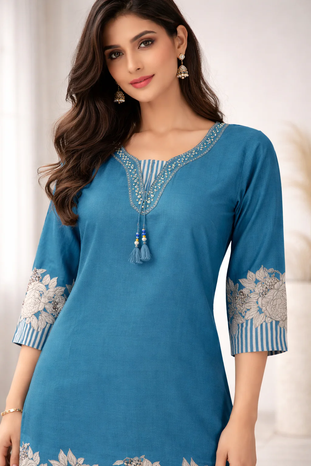Reet Teal Printed Work Suit Set - Image 2