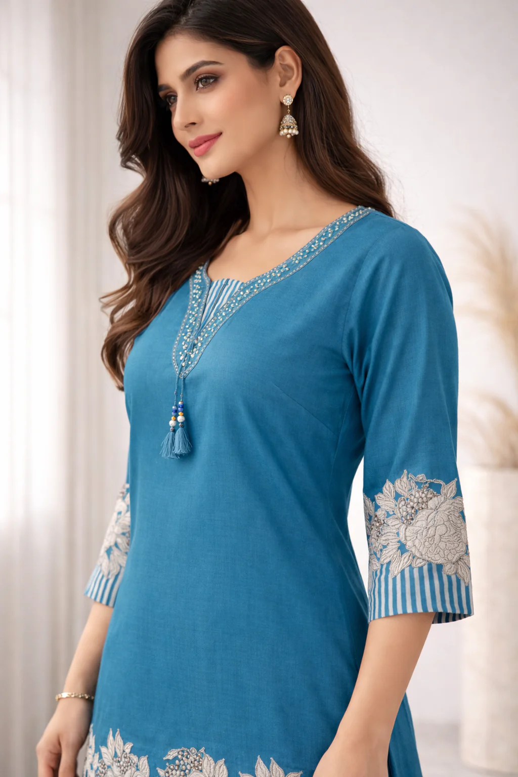 Reet Teal Printed Work Suit Set - Image 9