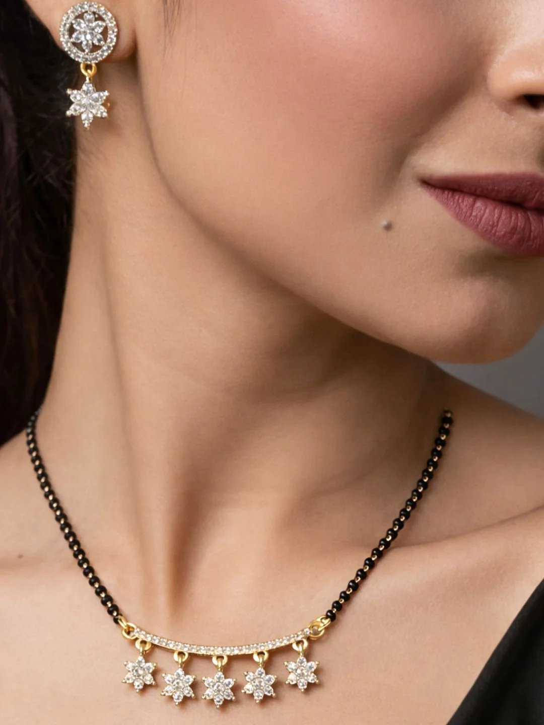 Rivaaz diamond Mangalsutra with earings set - Image 2