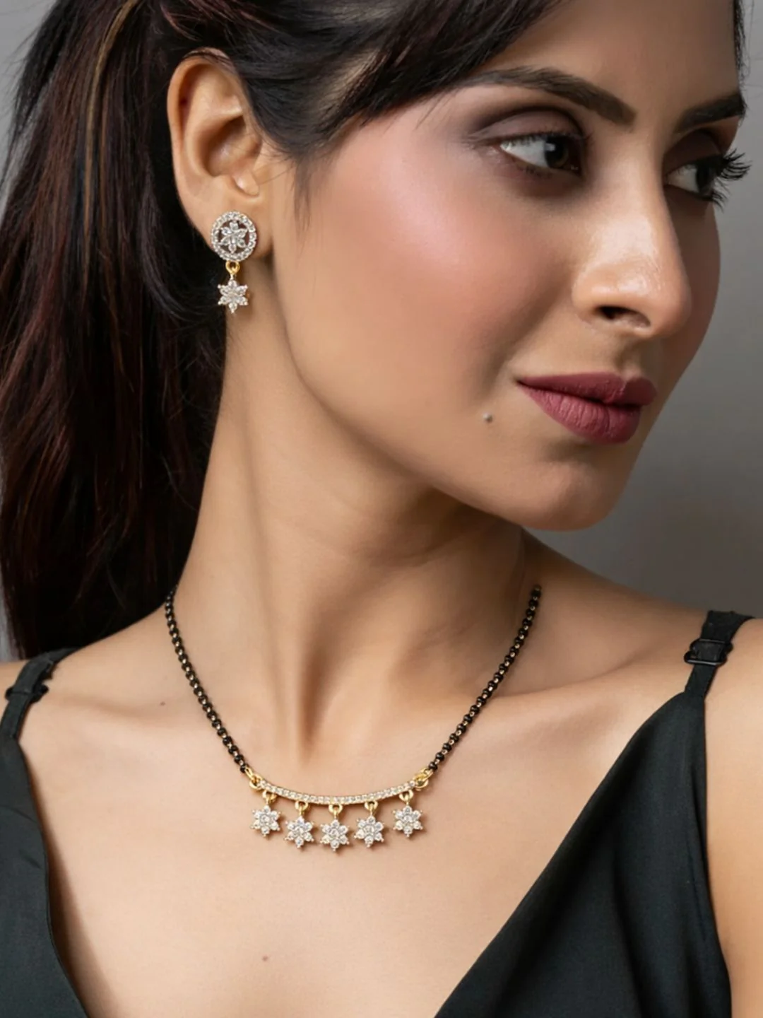 Rivaaz diamond Mangalsutra with earings set - Image 6