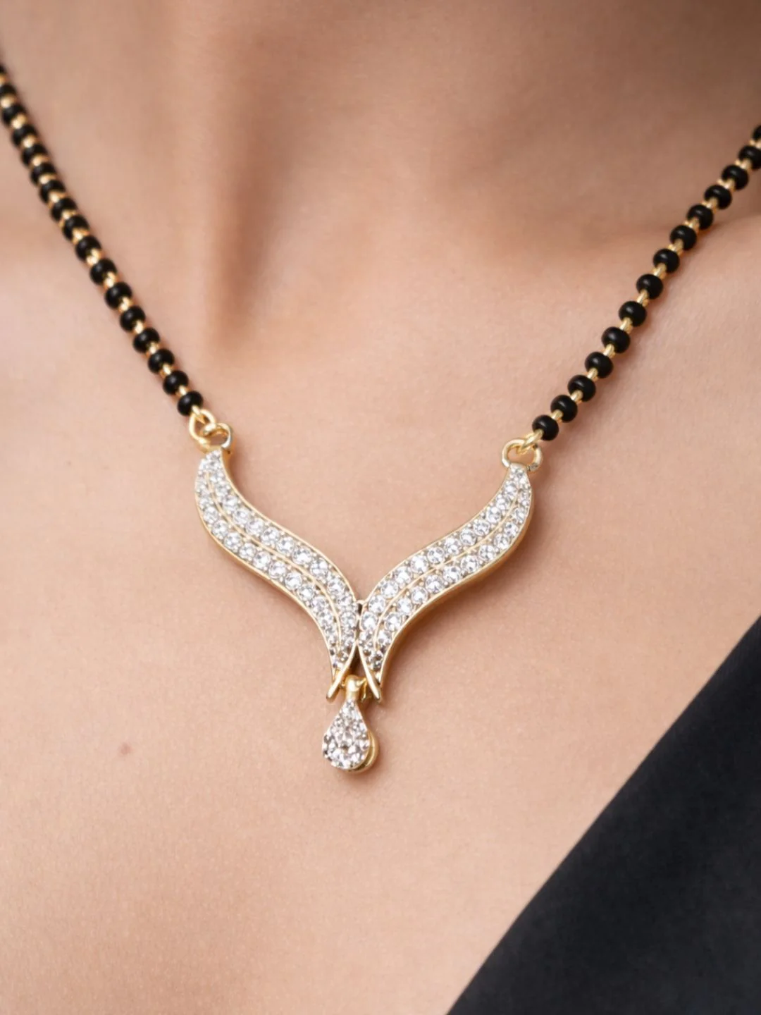 Rivaaz diamond Mangalsutra with earings set - Image 3