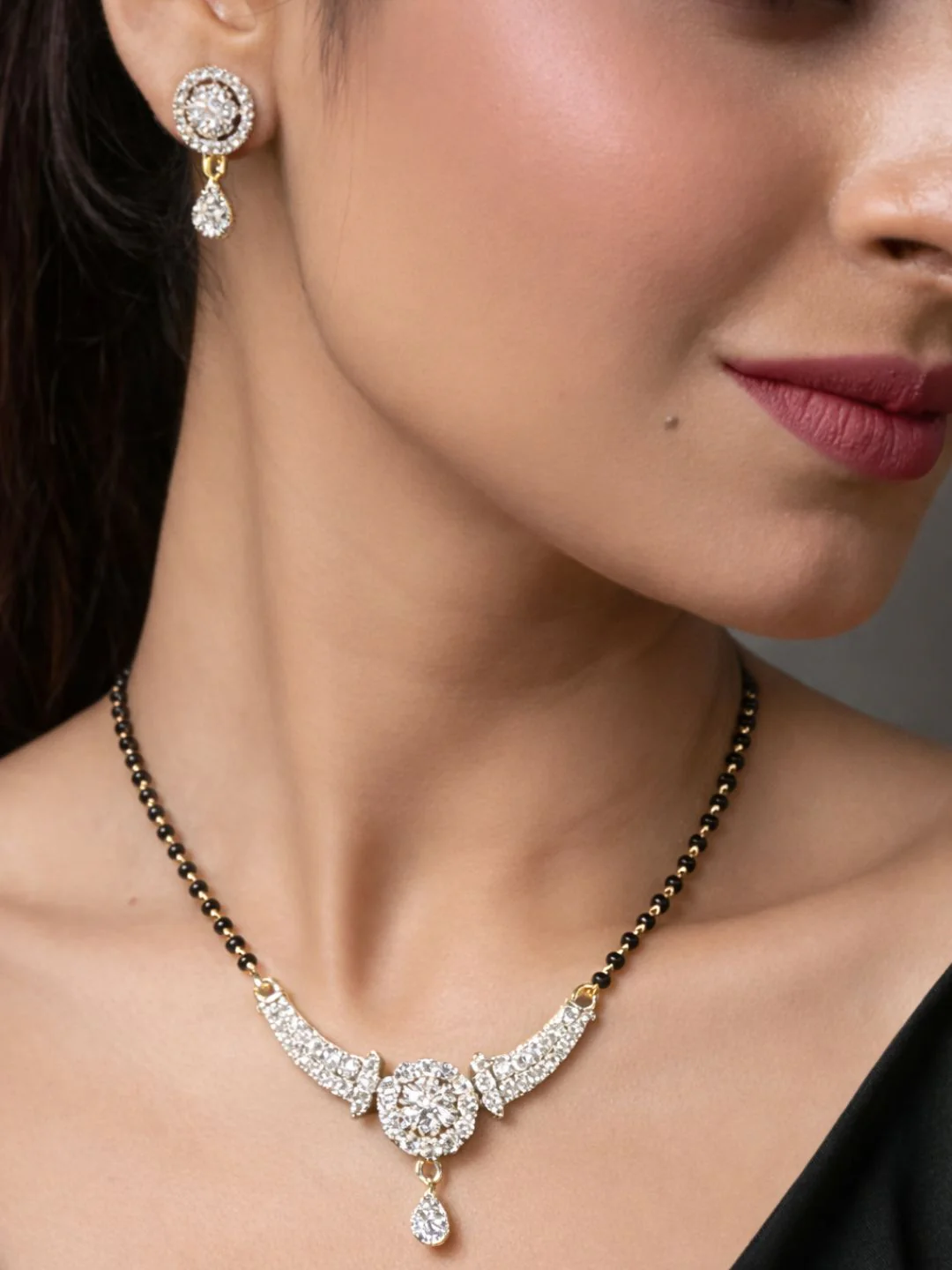 Rivaaz diamond Mangalsutra with earings set - Image 2