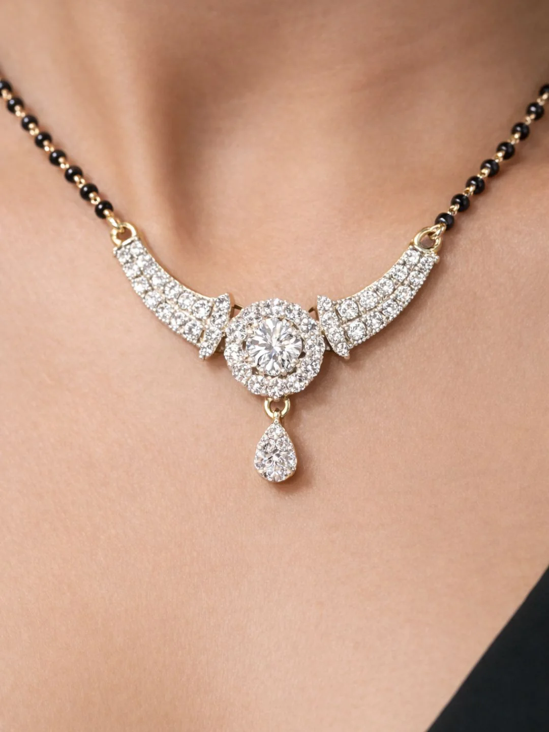Rivaaz diamond Mangalsutra with earings set - Image 3