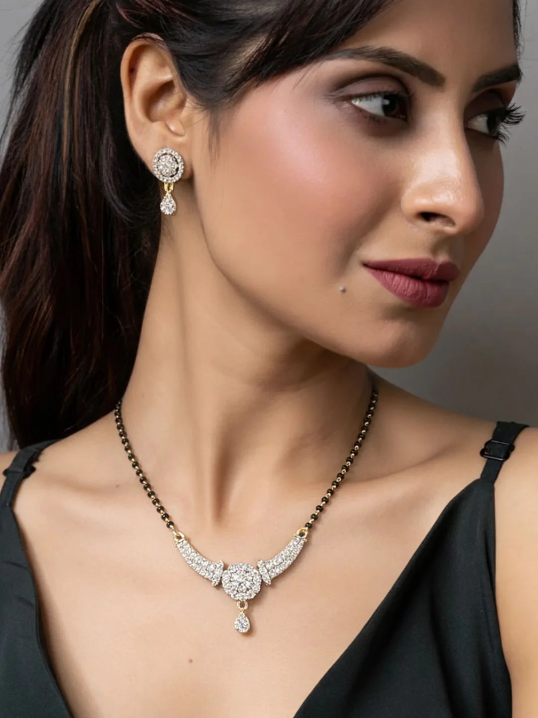 Rivaaz diamond Mangalsutra with earings set - Image 6