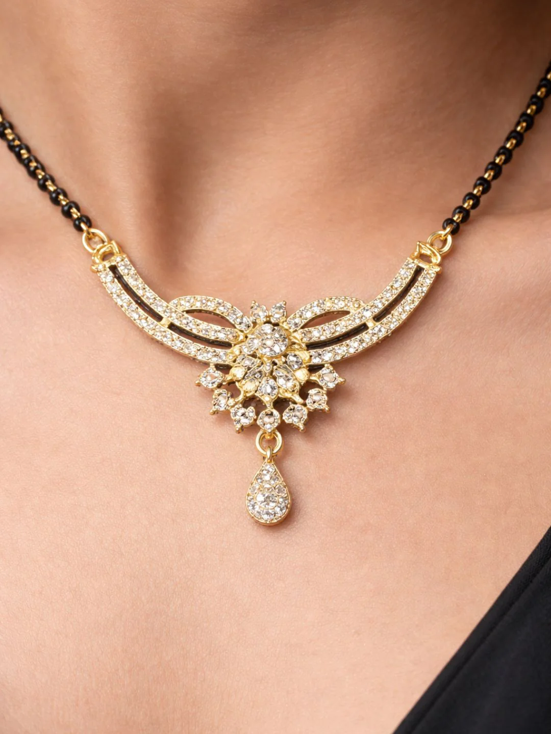 Rivaaz diamond Mangalsutra with earings set - Image 3