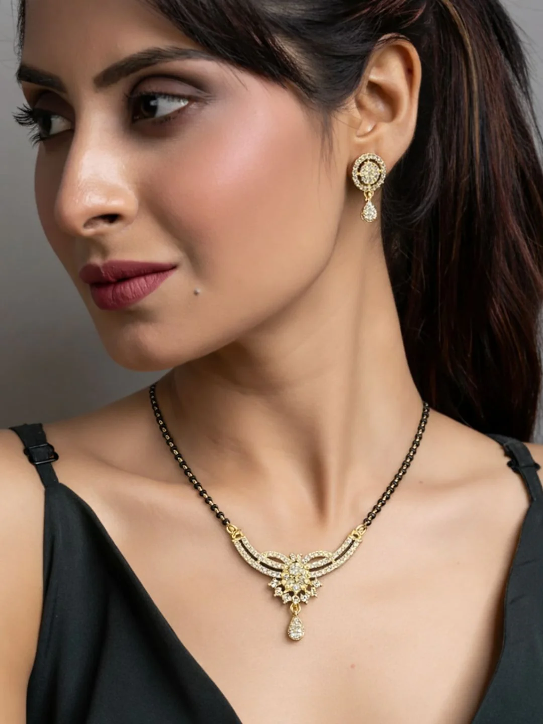 Rivaaz diamond Mangalsutra with earings set - Image 7