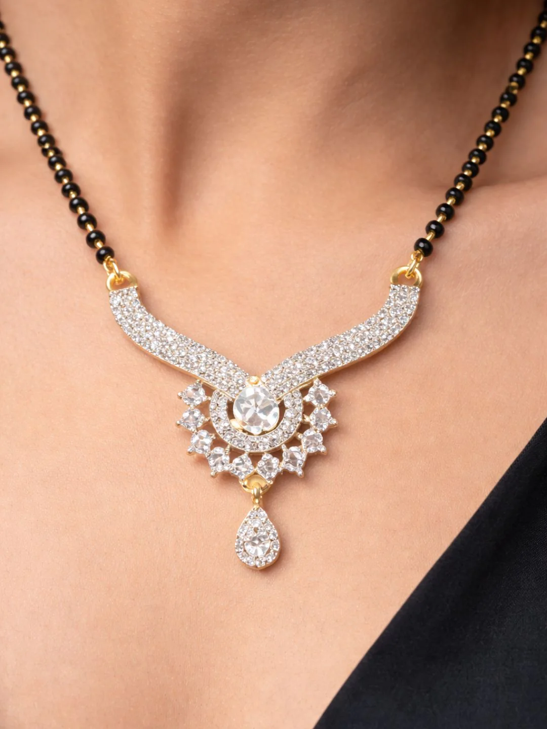 Rivaaz diamond Mangalsutra with earings set - Image 3