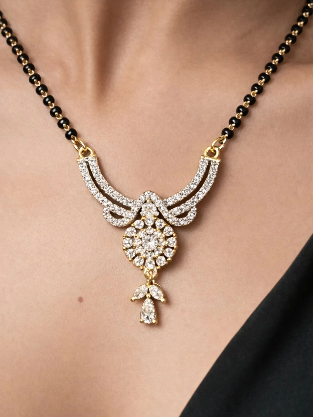 Rivaaz diamond Mangalsutra with earings set - Image 3