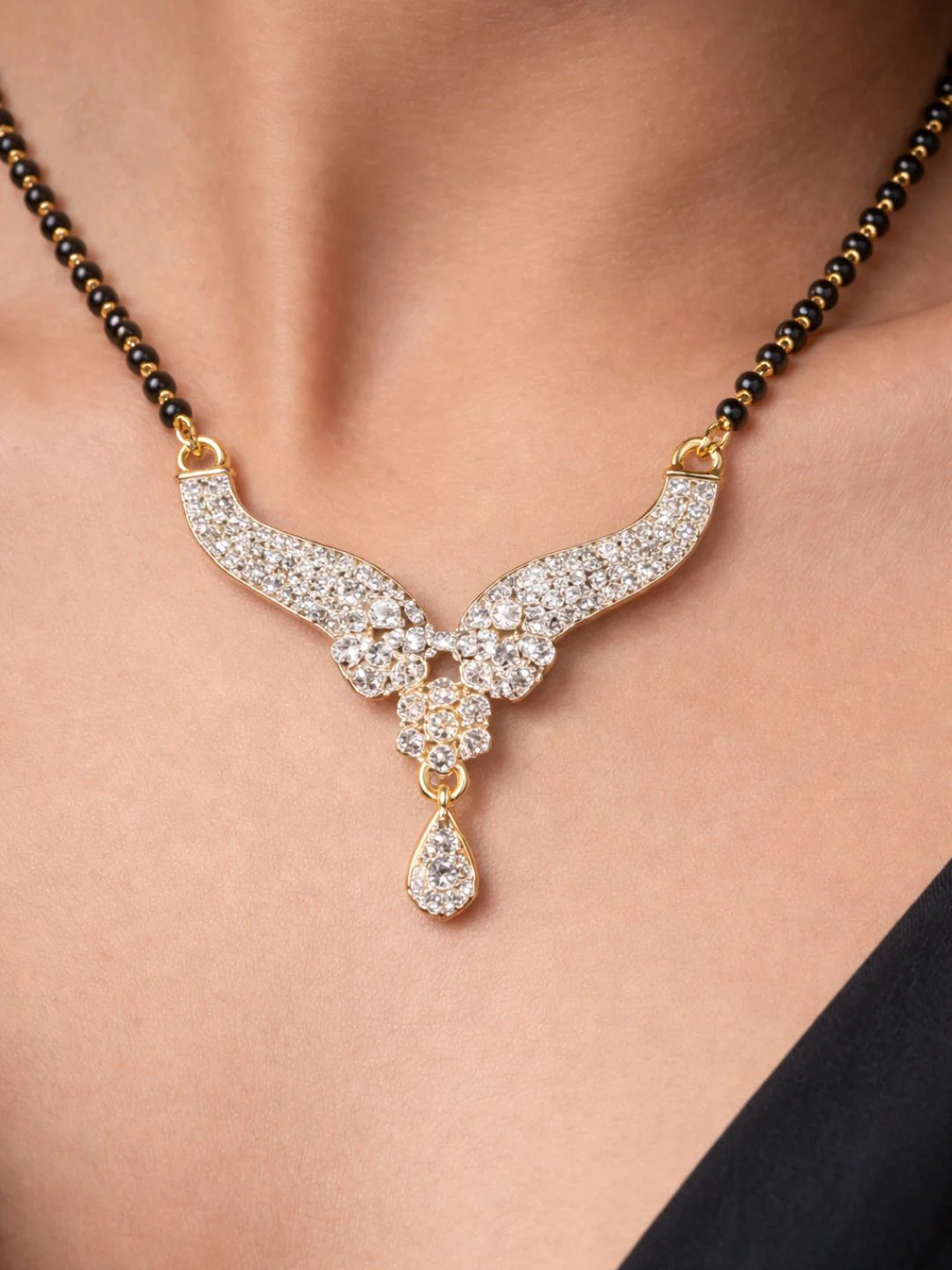 Rivaaz diamond Mangalsutra with earings set - Image 3