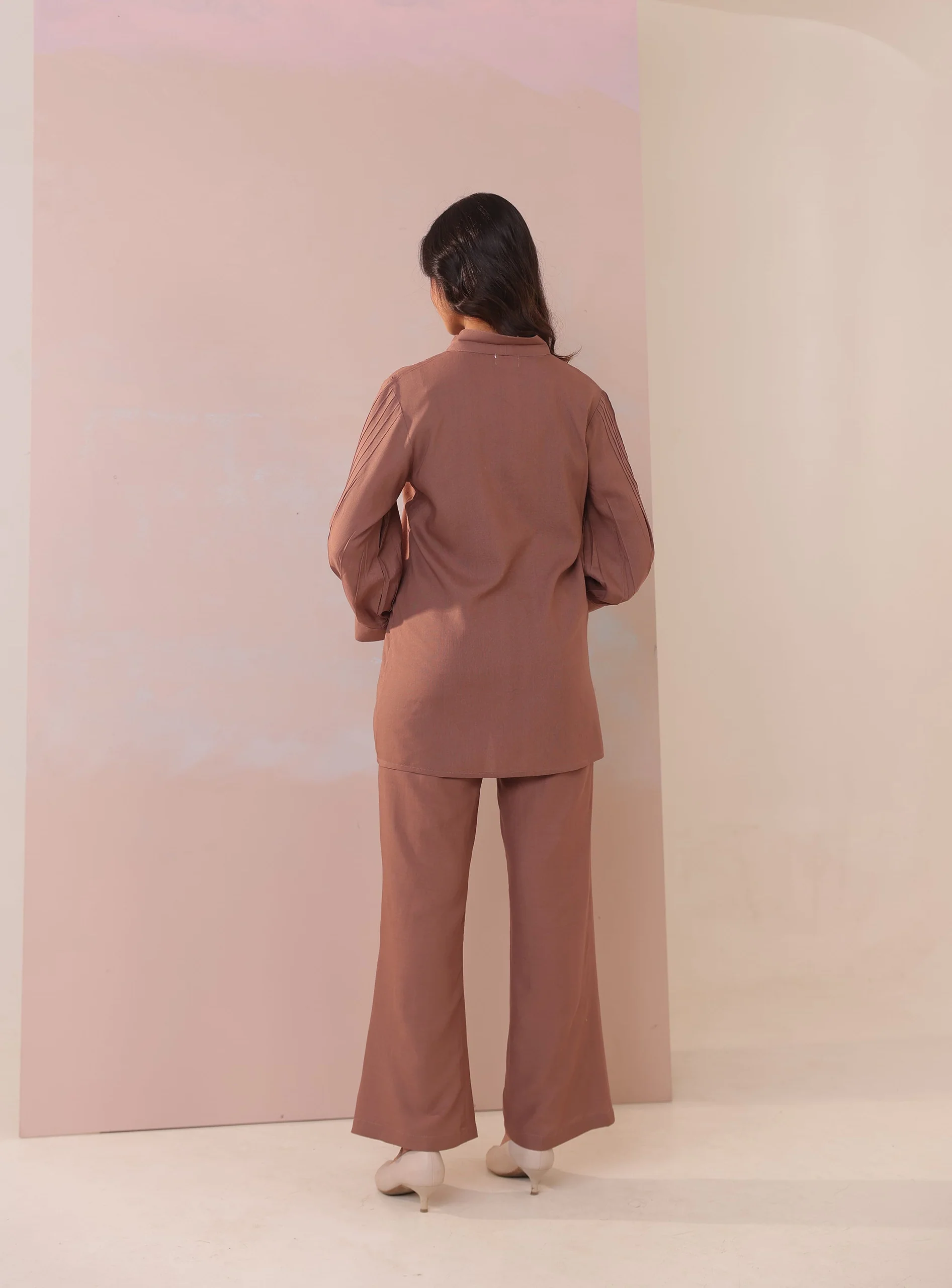 Purna Caramel Embroidered Cotton Co-ord Set - Image 3