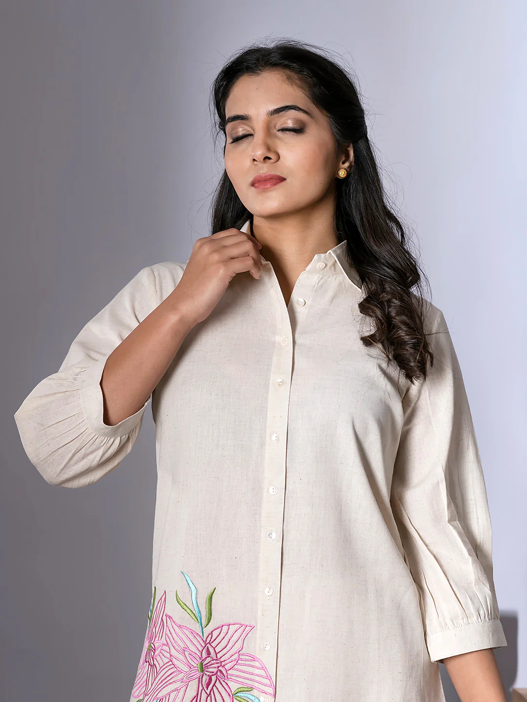 Tripti Pearl Embroidery Cotton Co-ord Set - Image 2