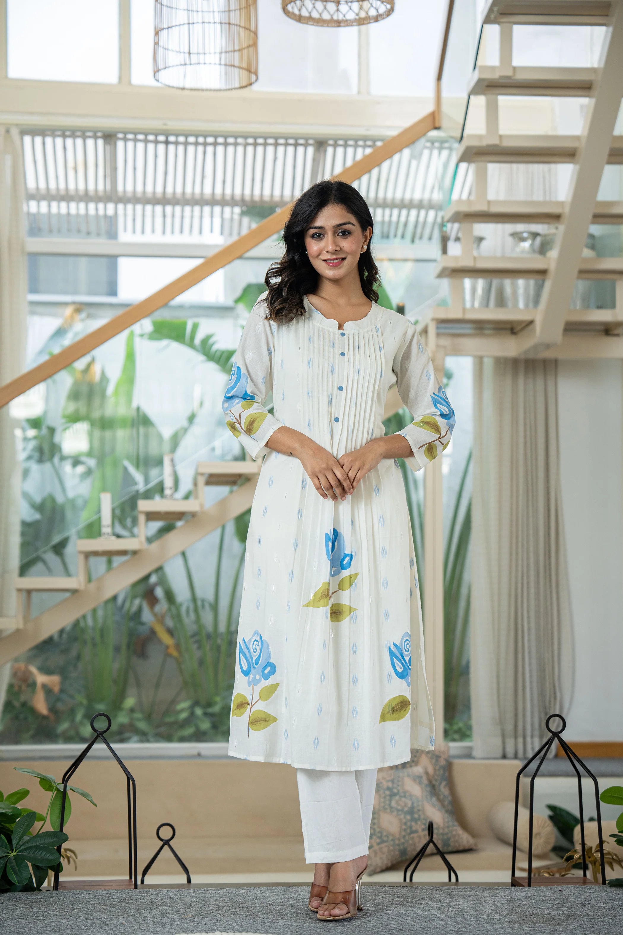 Hemal arctic Digital Printed Pure Mul Cotton Kurta Pant Set - Image 10