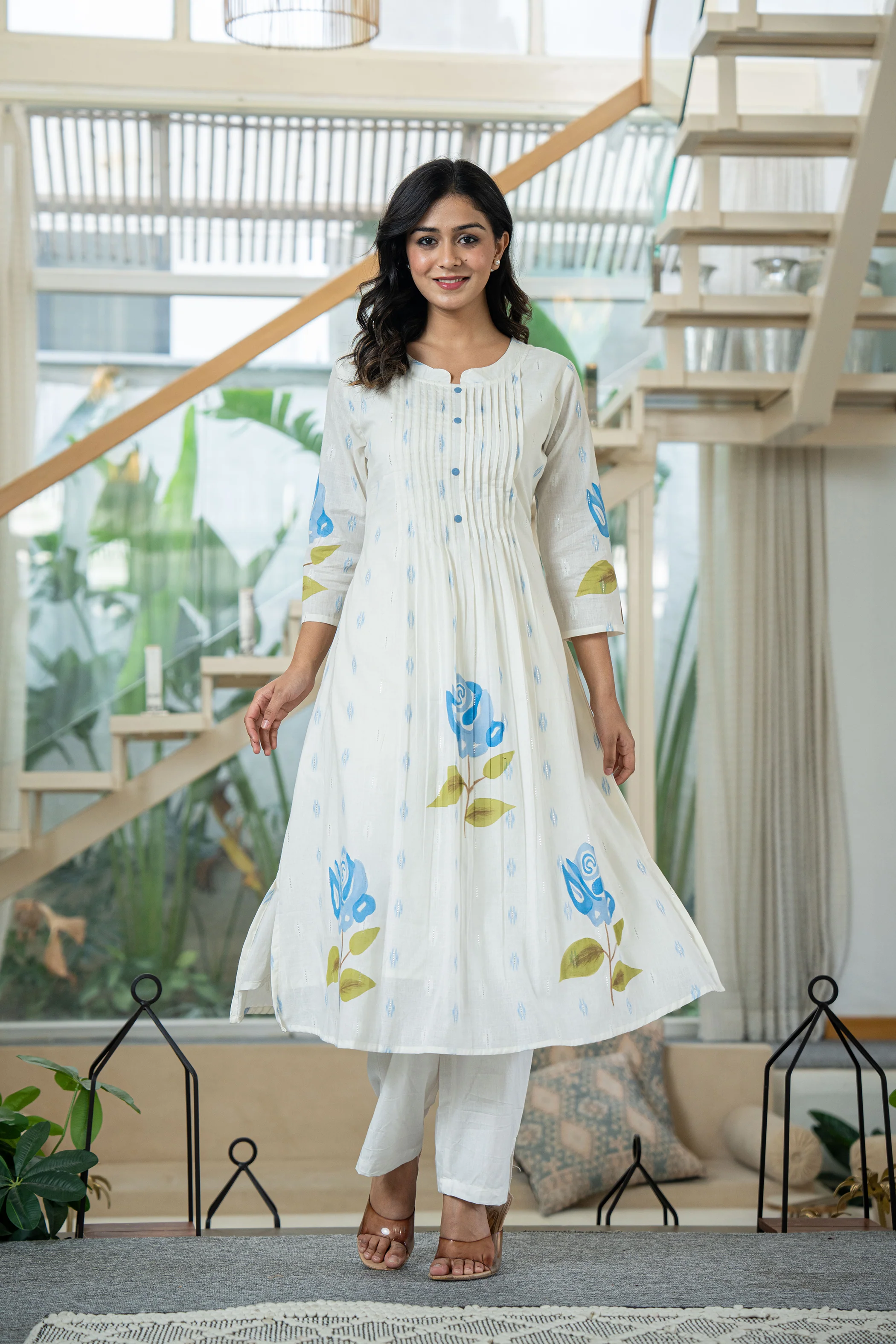 Hemal arctic Digital Printed Pure Mul Cotton Kurta Pant Set - Image 4
