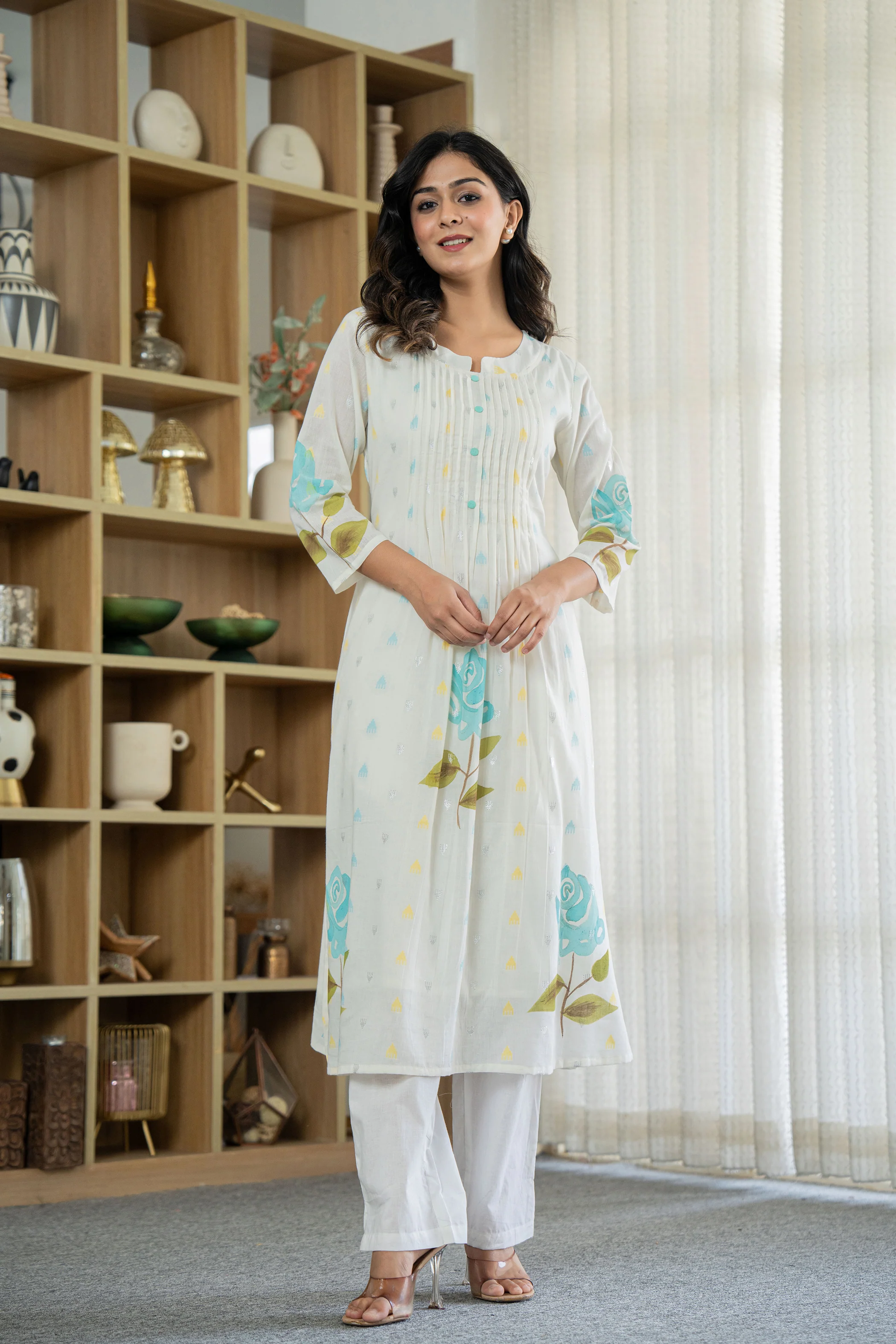 Hemal arctic Digital Printed Pure Mul Cotton Kurta Pant Set - Image 5