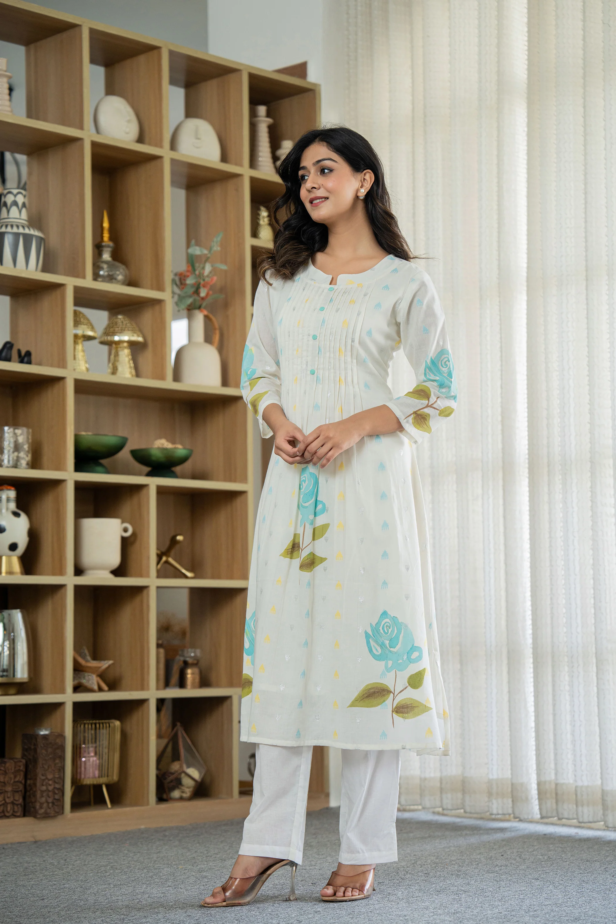 Hemal arctic Digital Printed Pure Mul Cotton Kurta Pant Set - Image 7