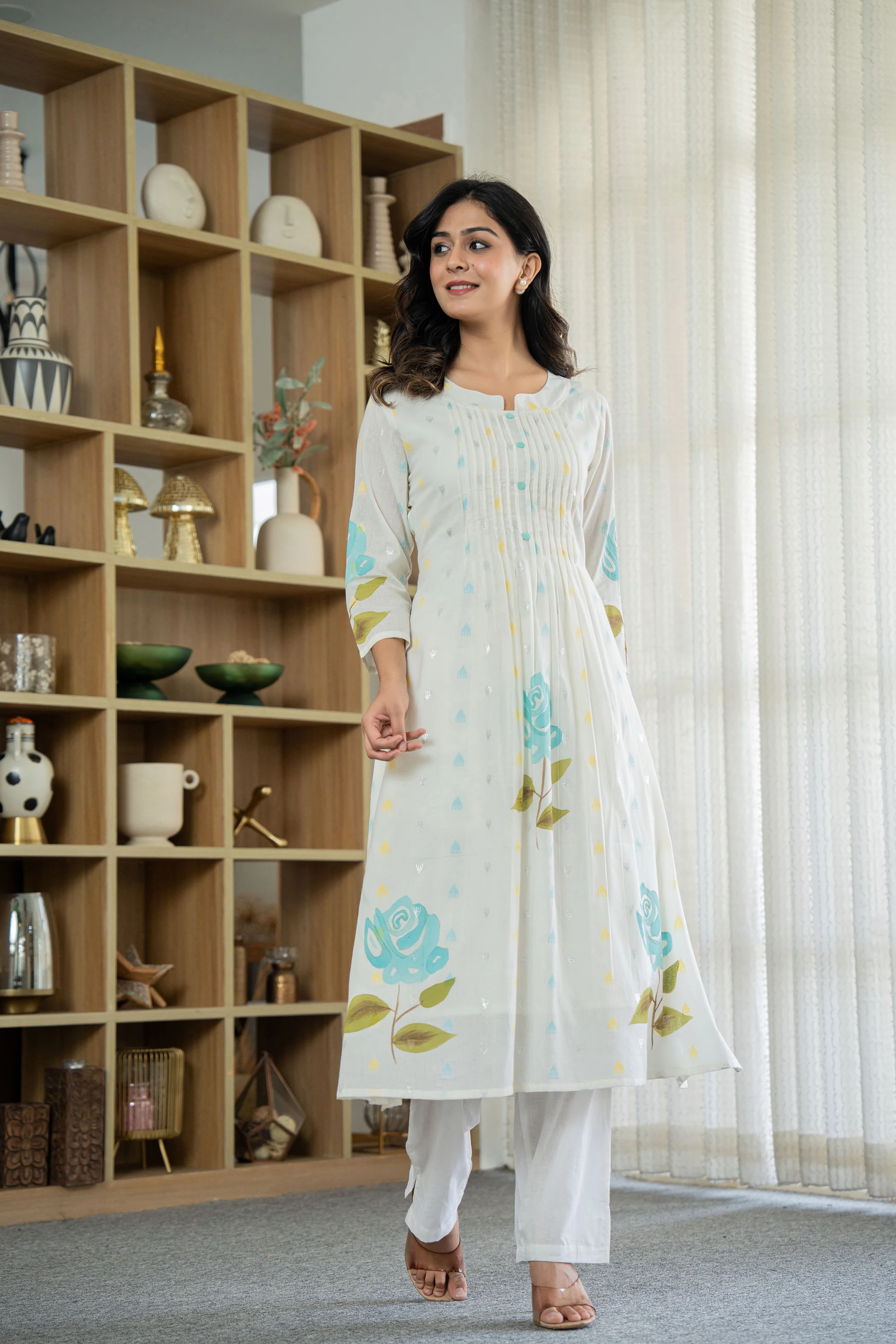 Hemal arctic Digital Printed Pure Mul Cotton Kurta Pant Set - Image 8