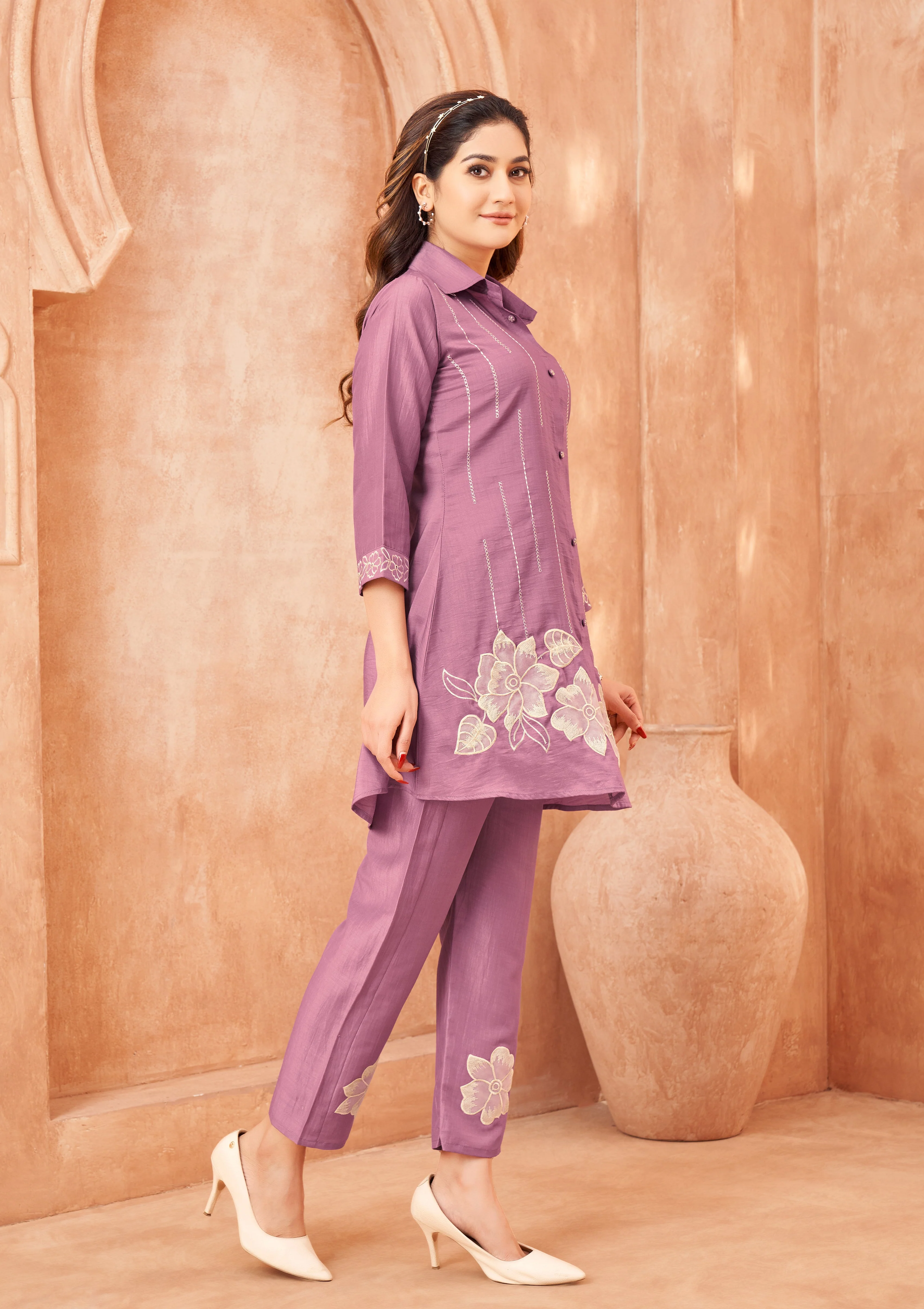 Darika Orchid Embroidery Co-ord Set - Image 4