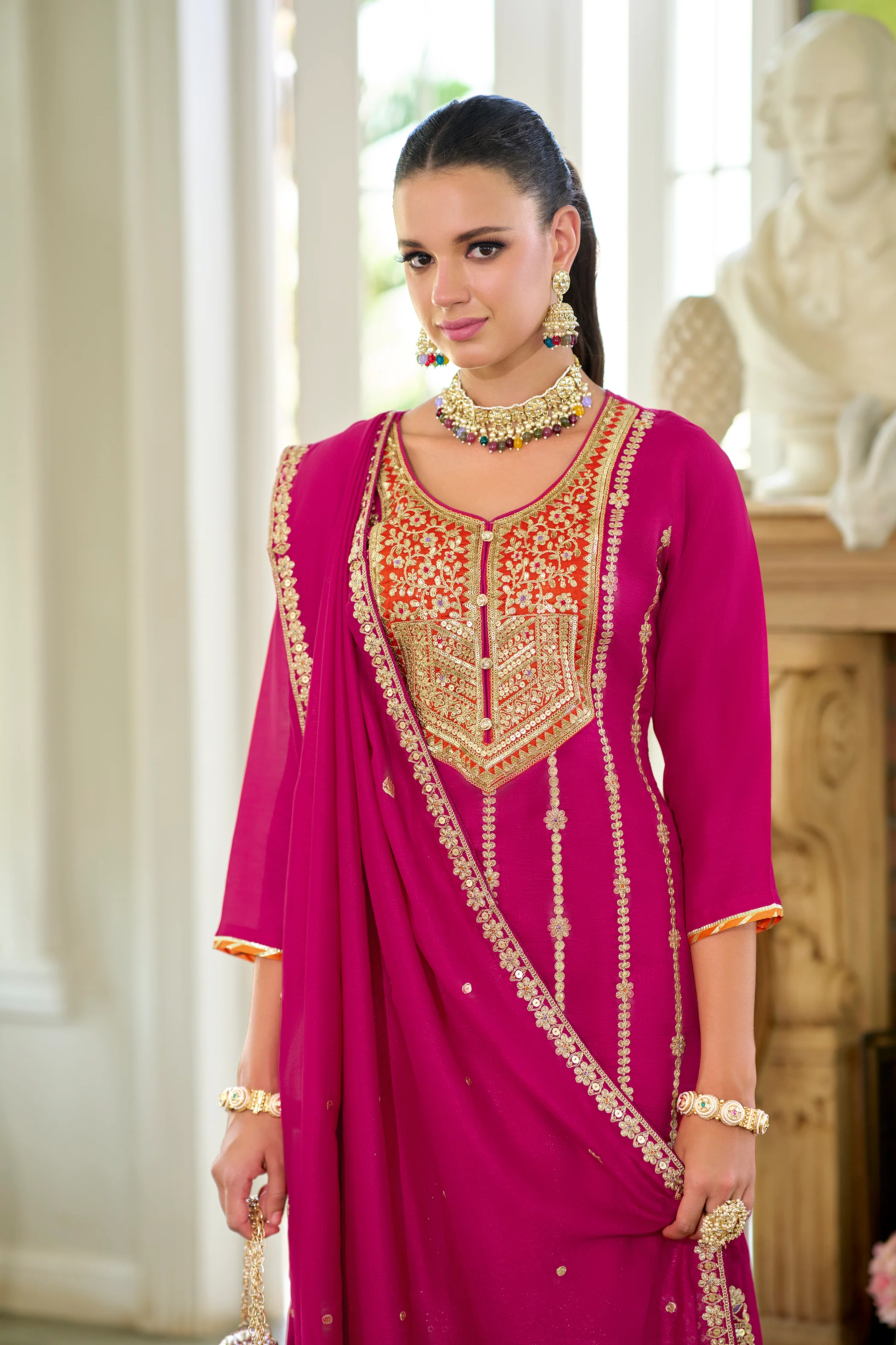 Shahi Rose Full Work Sharara Set - Image 2
