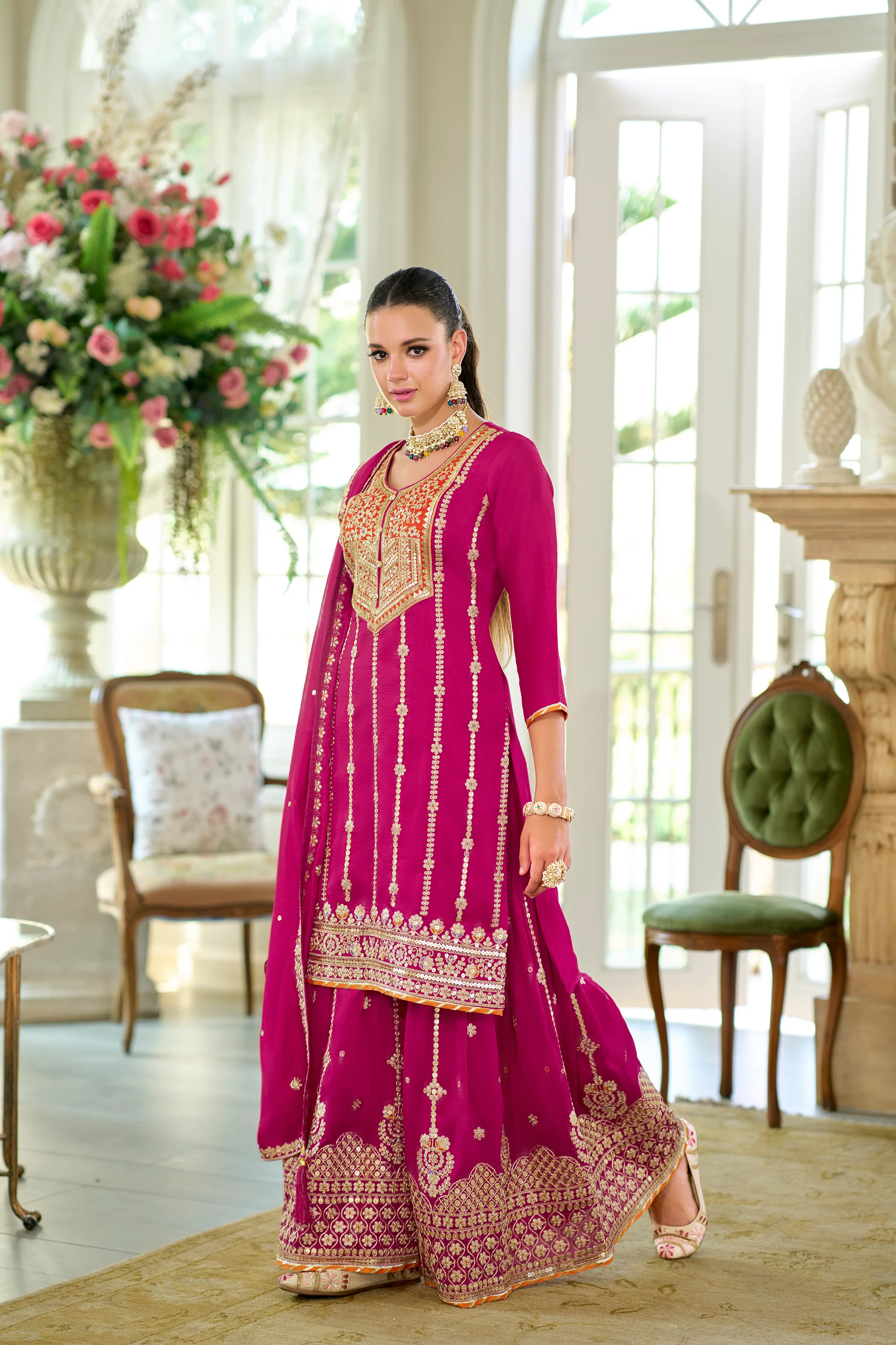 Shahi Rose Full Work Sharara Set - Image 3