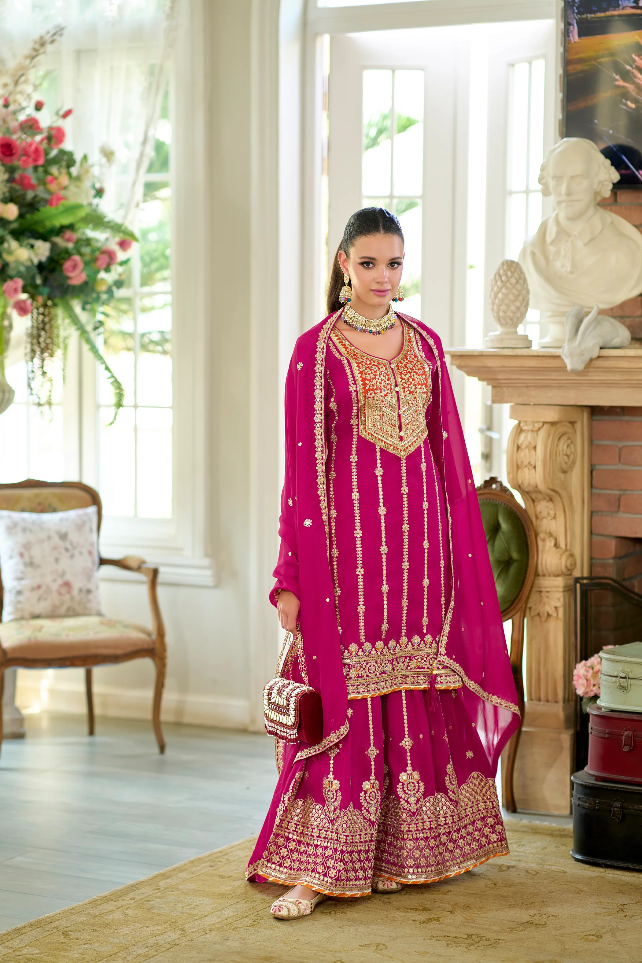 Shahi Rose Full Work Sharara Set - Image 5