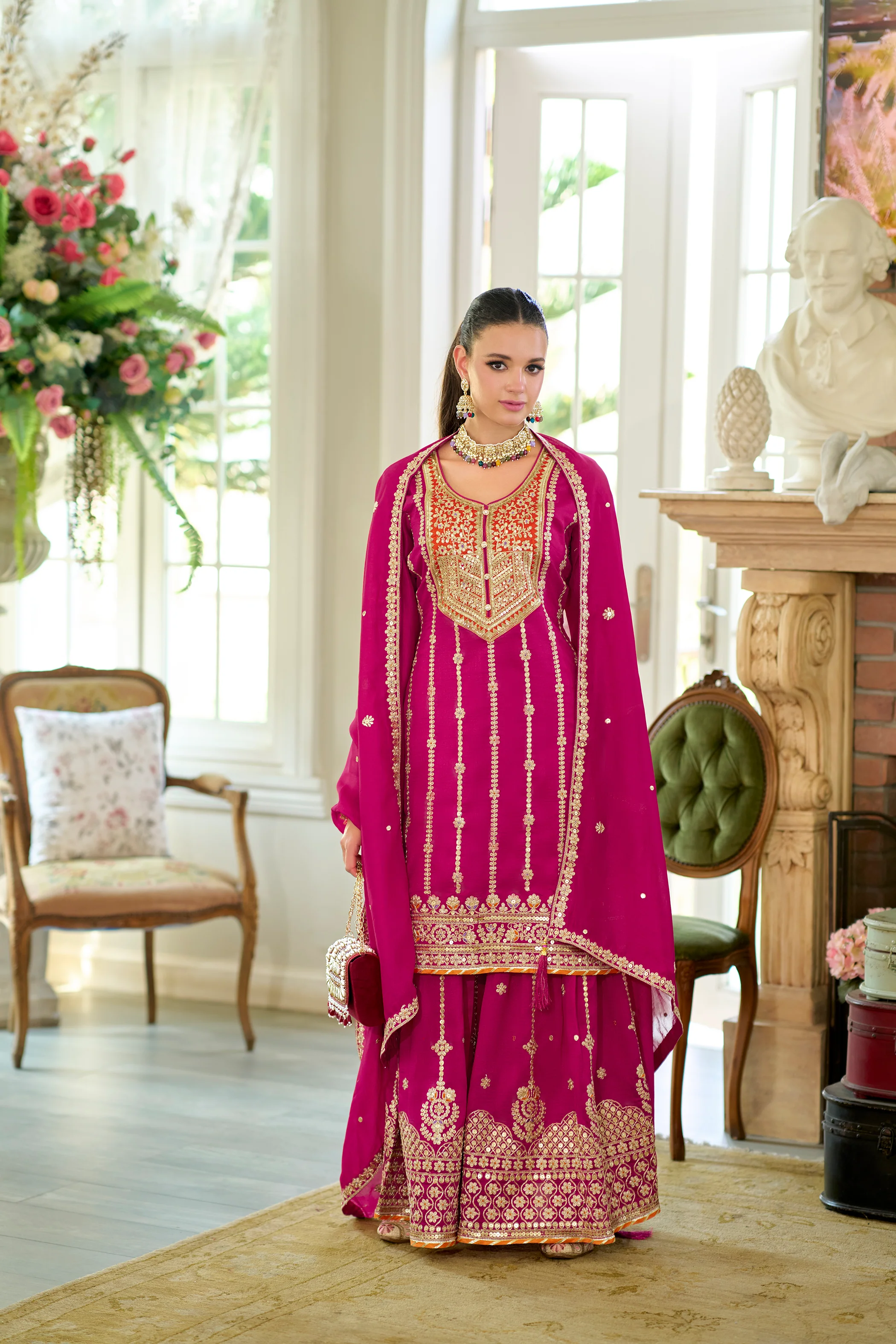 Shahi Rose Full Work Sharara Set - Image 6