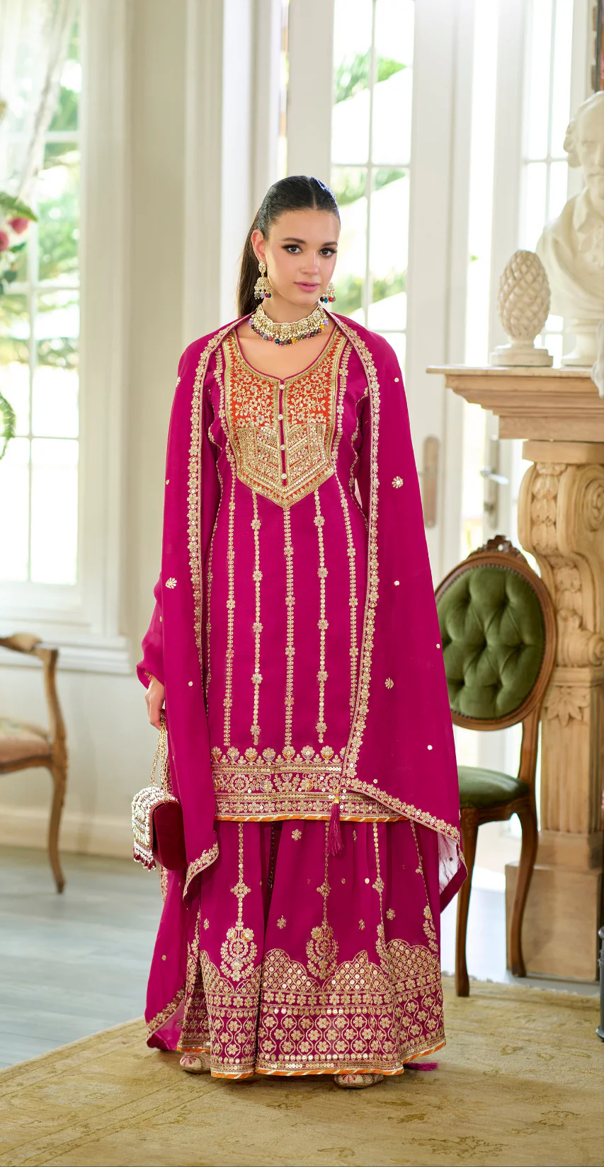 Shahi Rose Full Work Sharara Set - Image 8