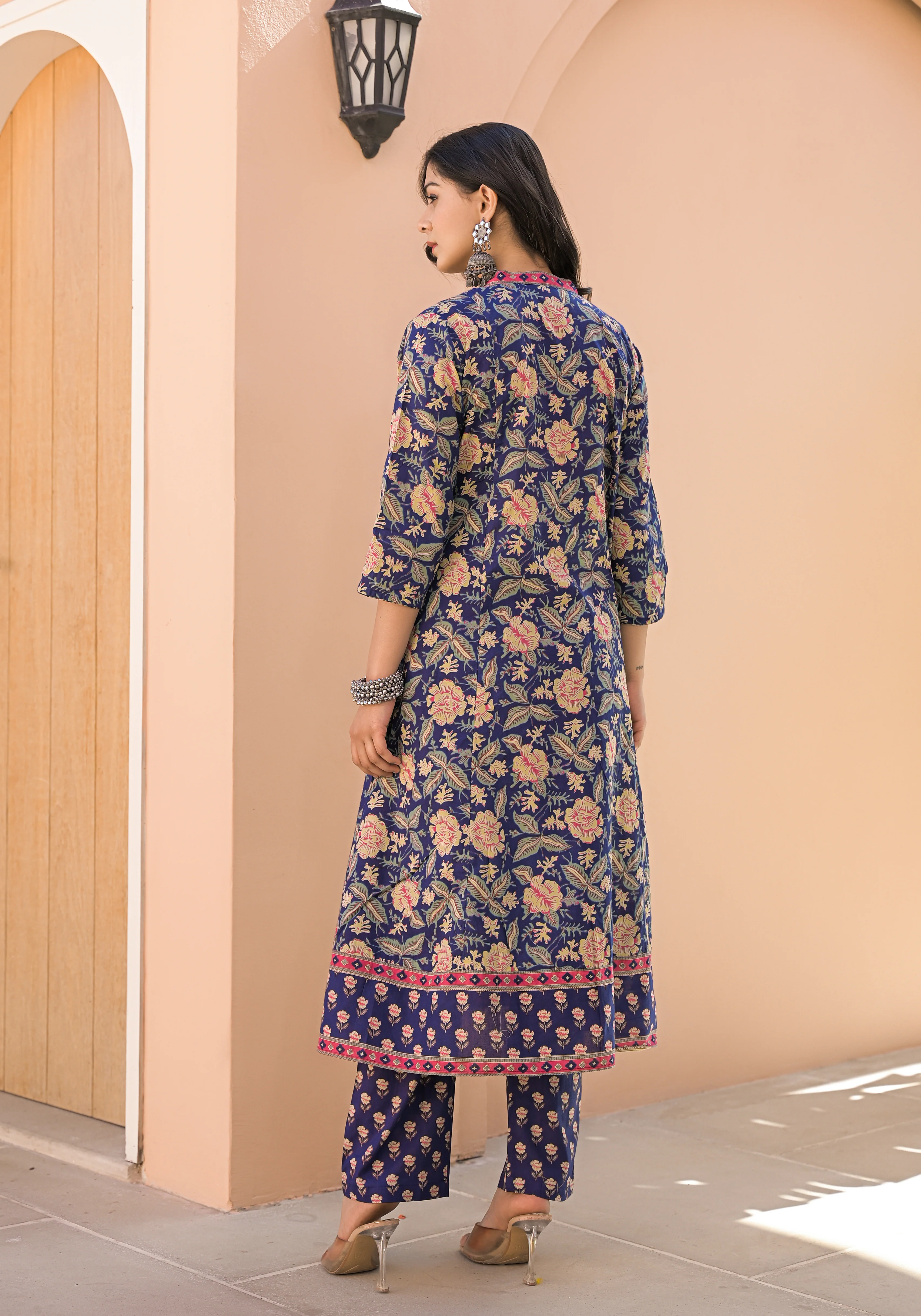 Sahila Navy Cotton Suit Set - Image 5