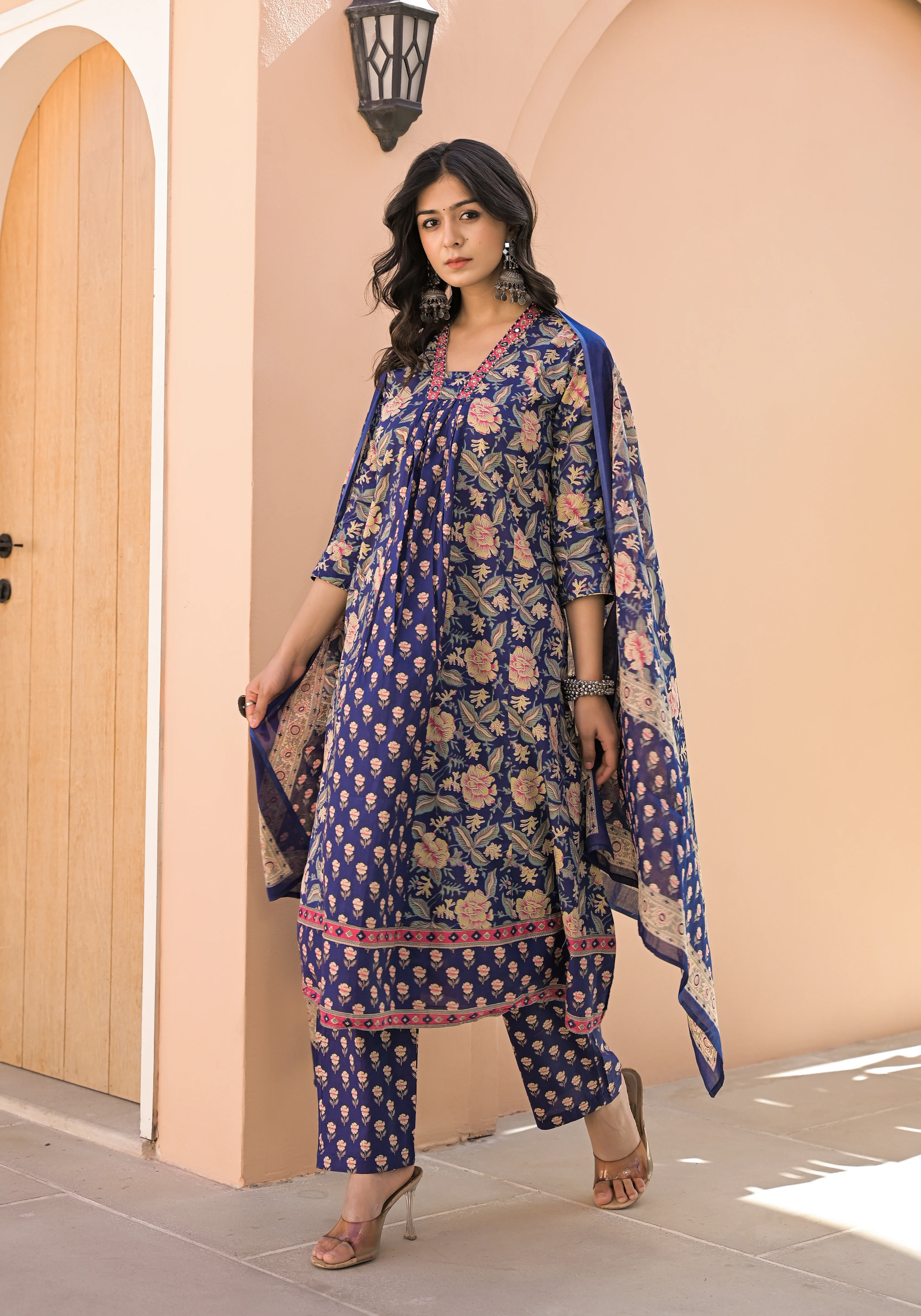 Sahila Navy Cotton Suit Set - Image 6