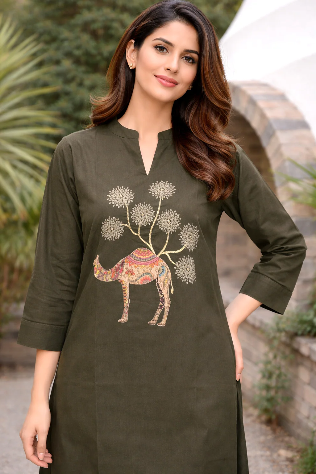 Bahara Olive Embroidered Co-ord Set - Image 2