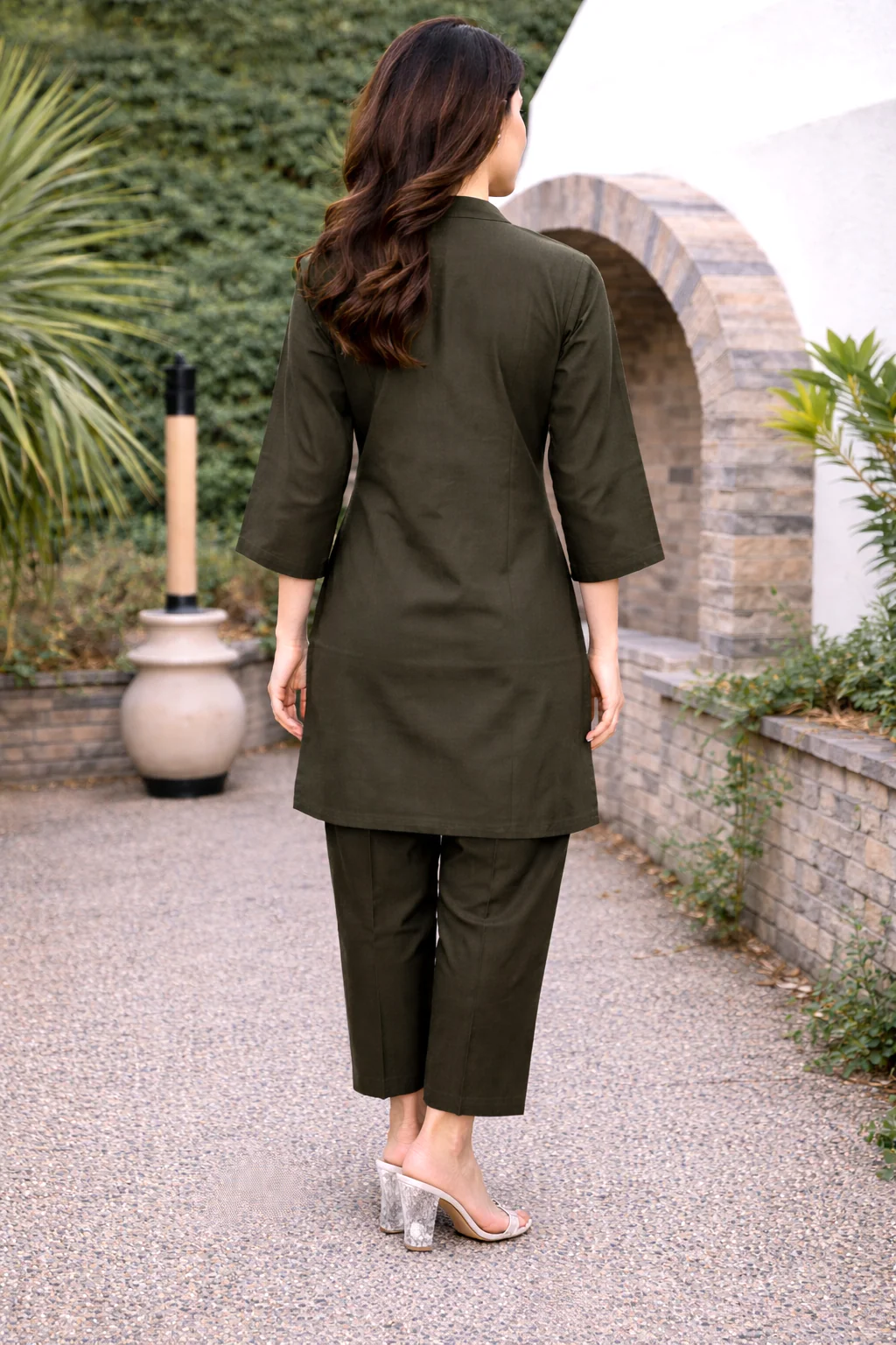 Bahara Olive Embroidered Co-ord Set - Image 3